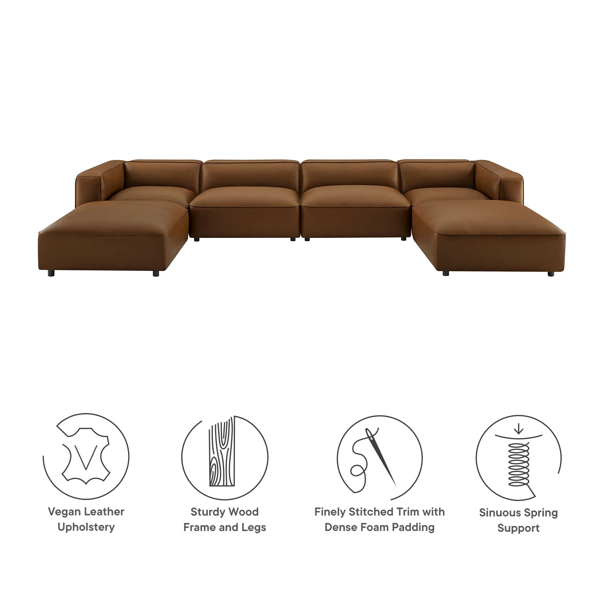 Auren 6-Piece Upholstered Vegan Leather Modular Sofa by Modway - Image 14