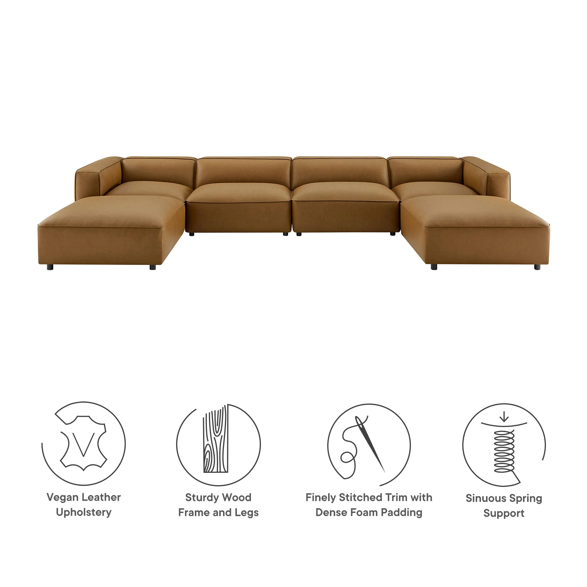 Auren 6-Piece Upholstered Vegan Leather Modular Sofa by Modway - Image 5