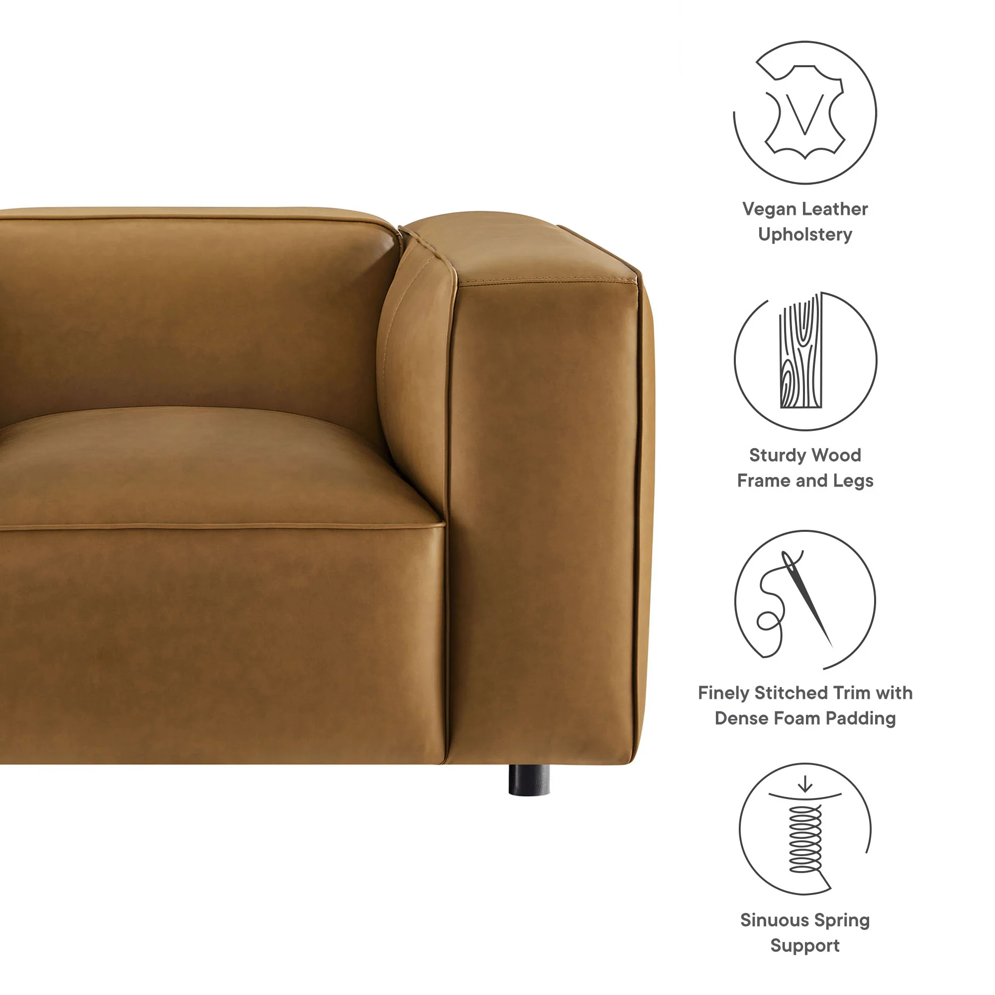 Auren Upholstered Vegan Leather Modular Armchair by Modway - Image 9