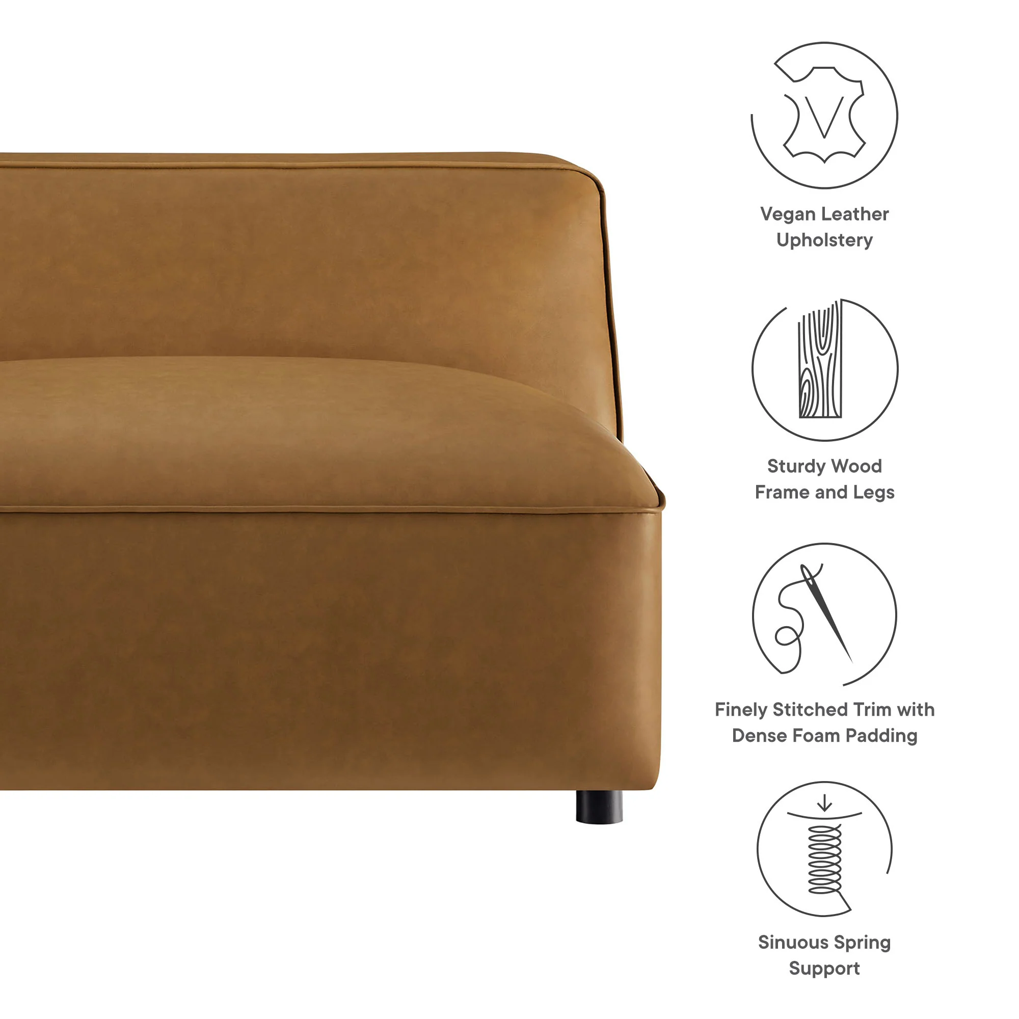 Auren Upholstered Vegan Leather Modular Armless Chair by Modway - Image 9