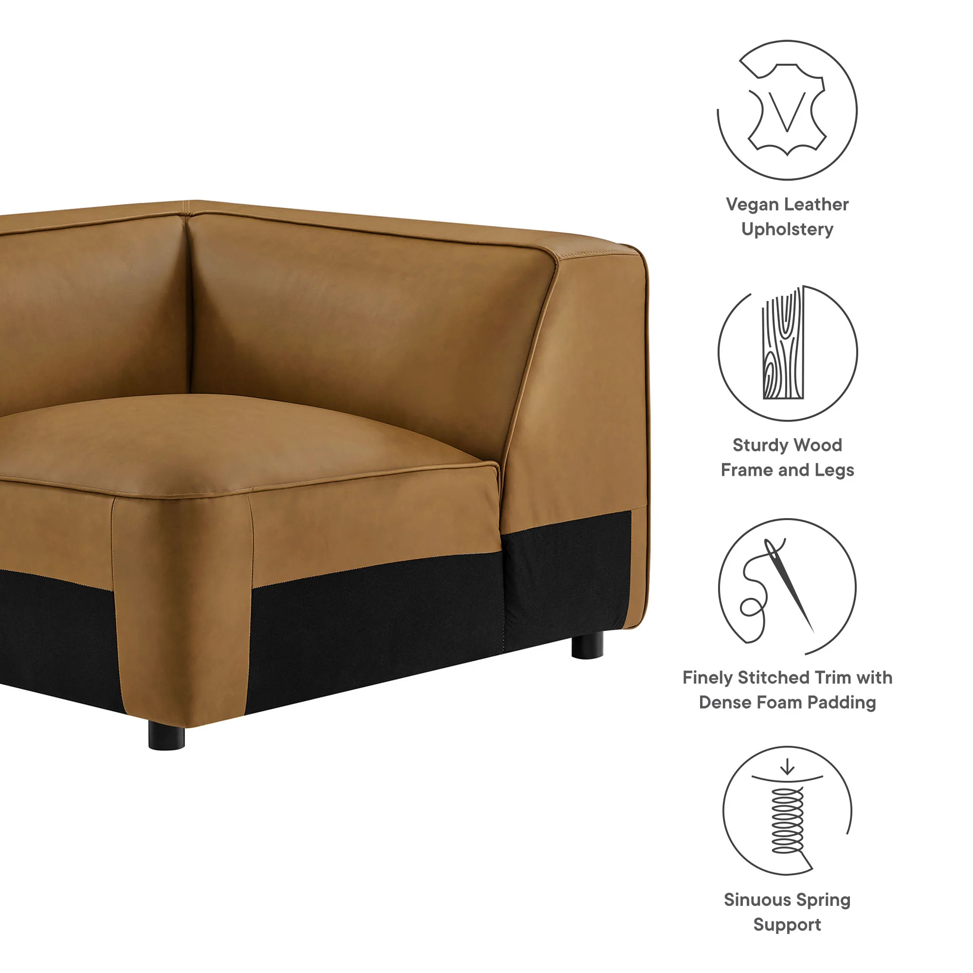 Auren Upholstered Vegan Leather Modular Corner Chair by Modway - Image 9