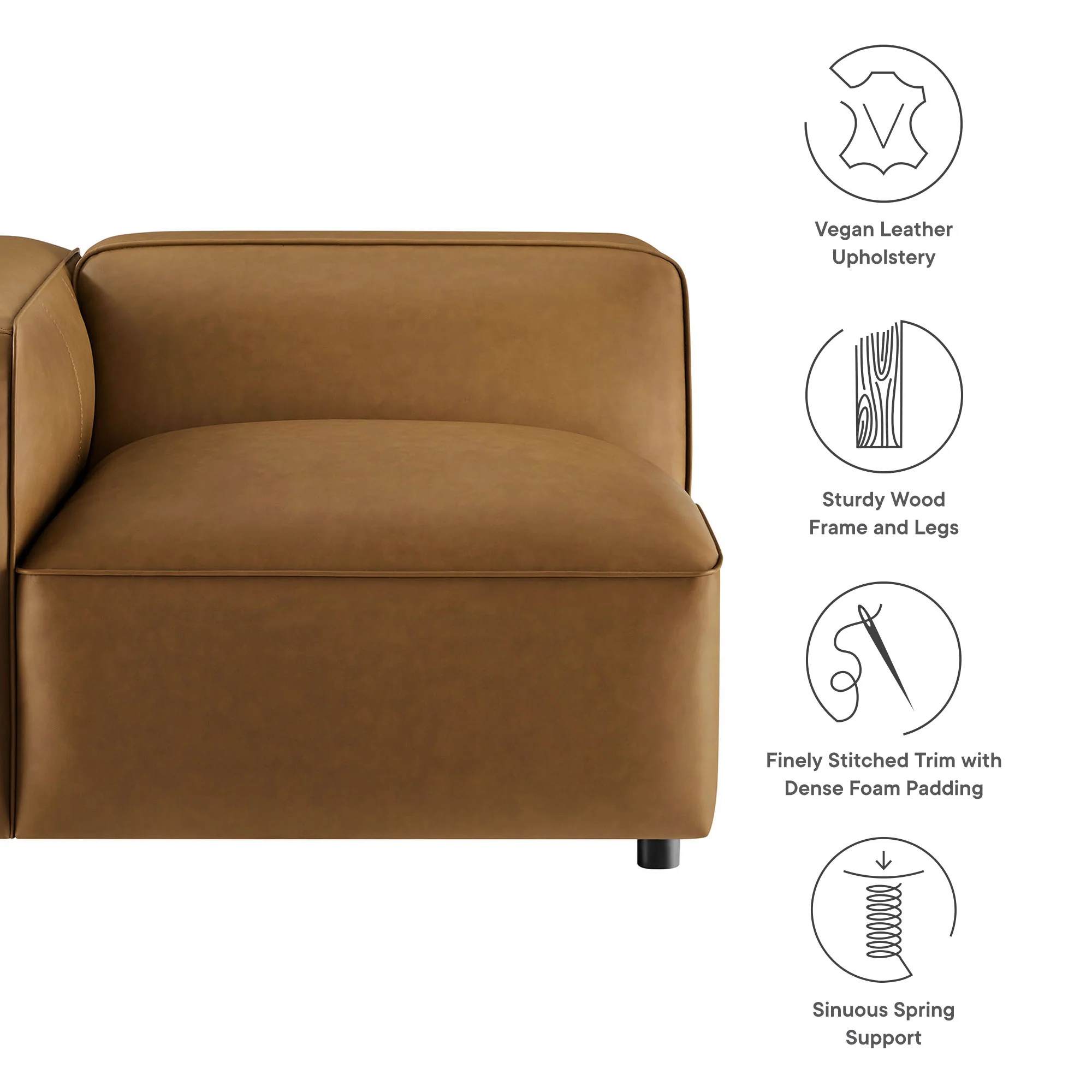 Auren Upholstered Vegan Leather Modular Left Armchair by Modway - Image 9