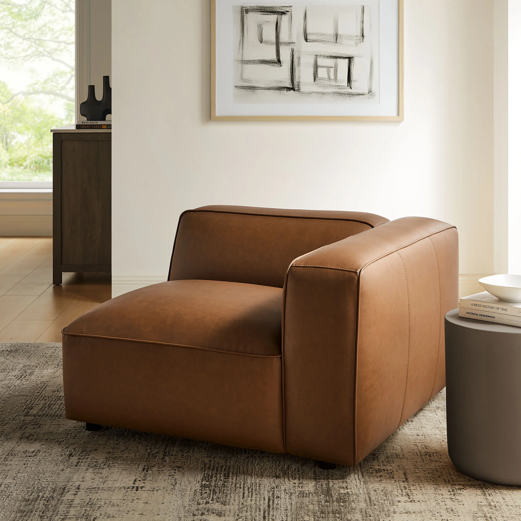 Auren Upholstered Vegan Leather Modular Right Armchair by Modway - Image 17