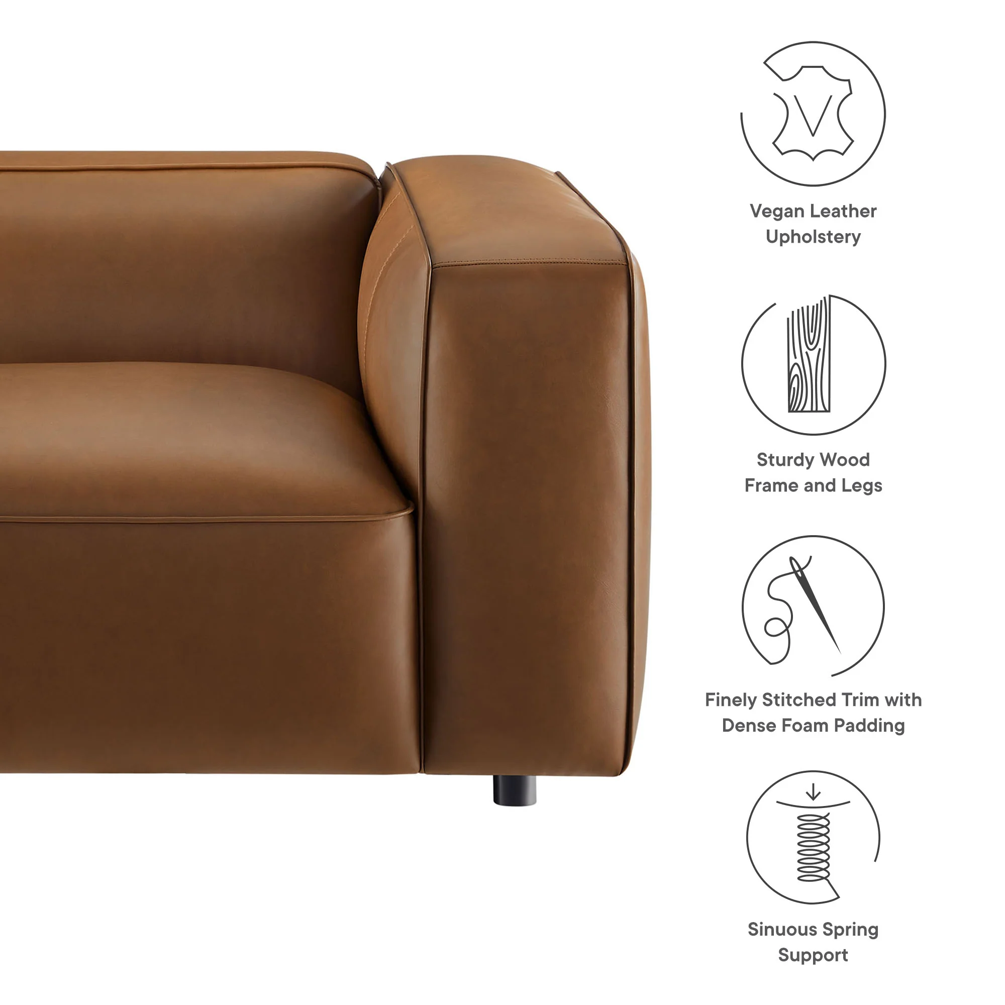 Auren Upholstered Vegan Leather Modular Right Armchair by Modway - Image 18