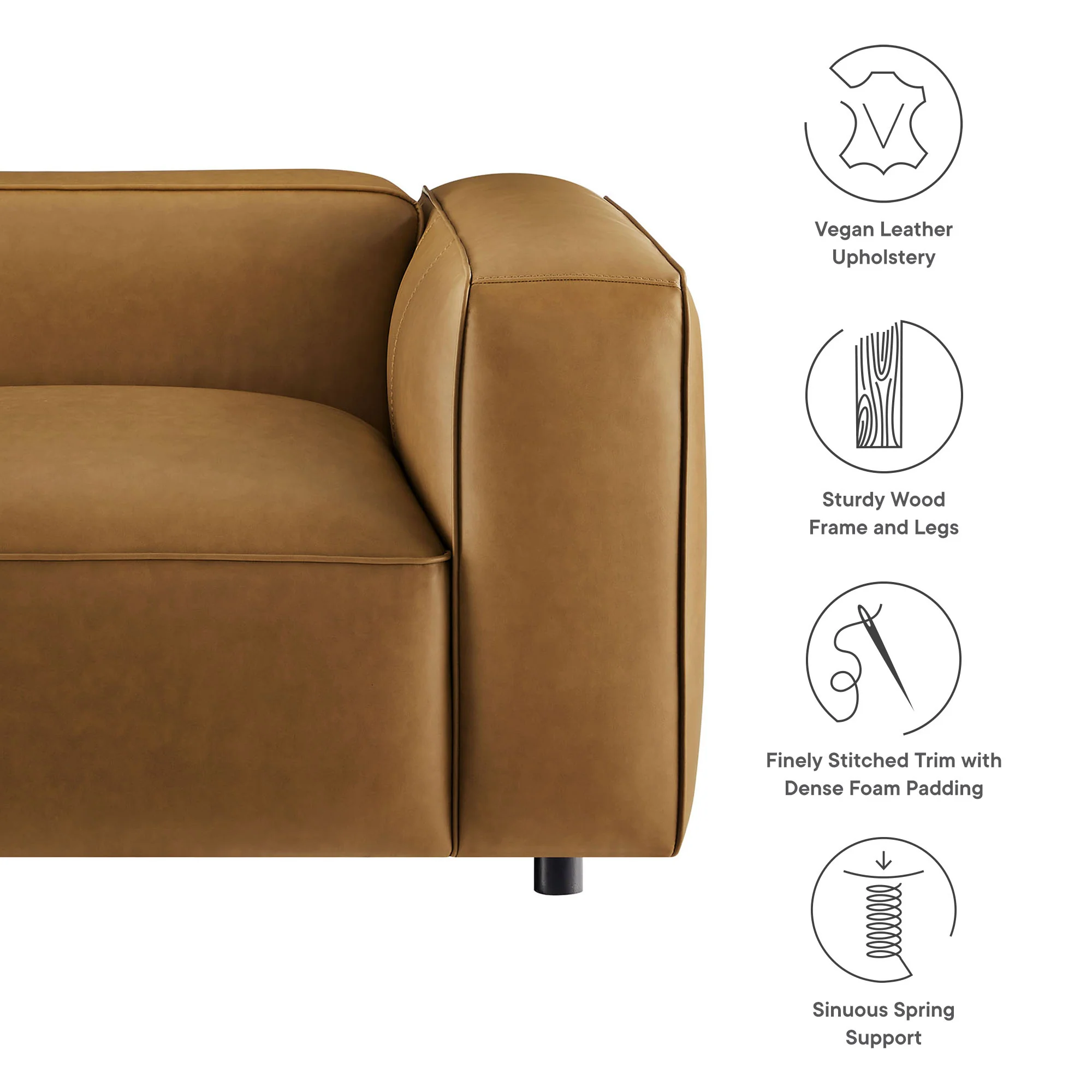 Auren Upholstered Vegan Leather Modular Right Armchair by Modway - Image 8