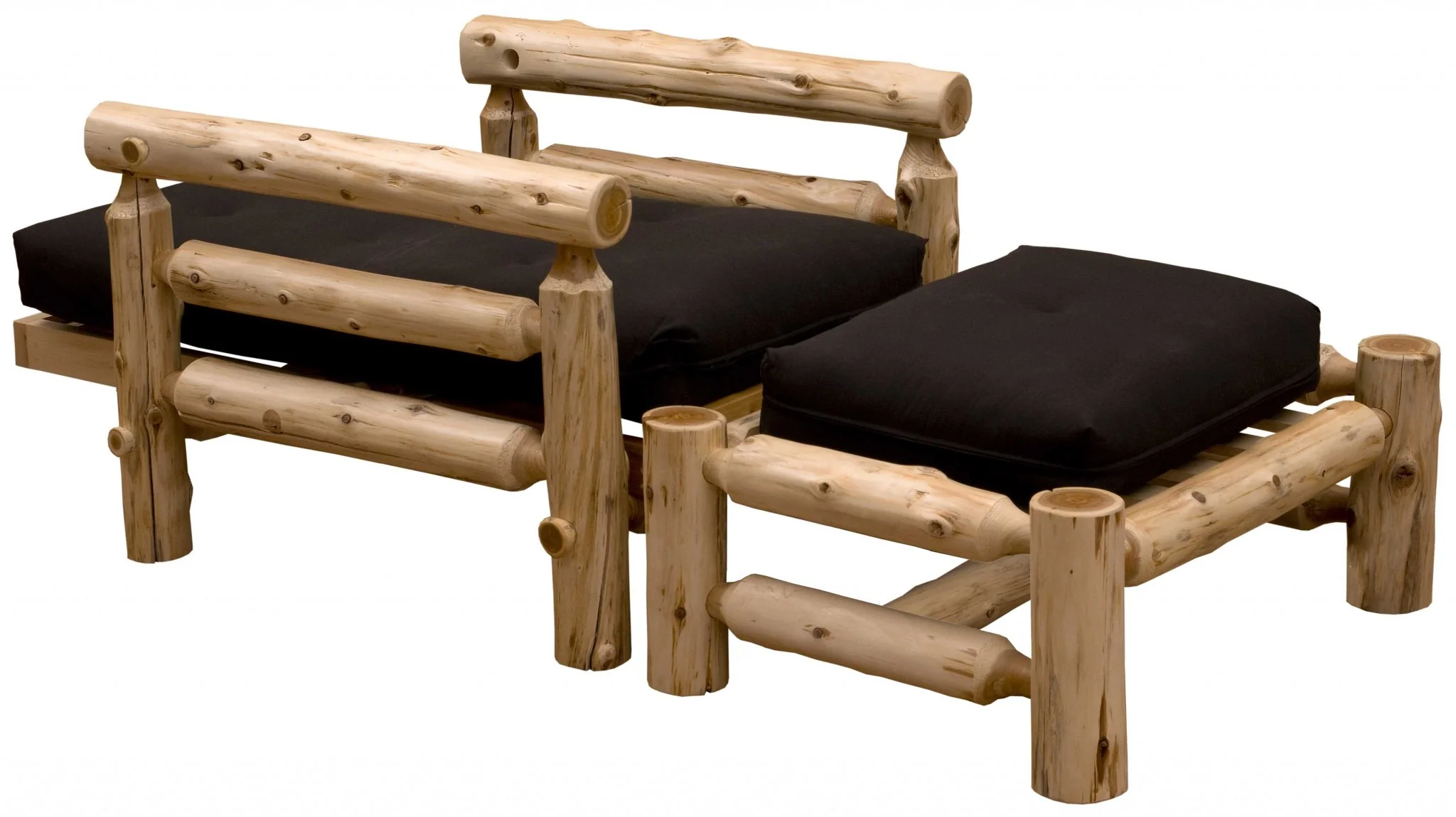 Authentic Log Cabin Natural Cedar Futon Chair And Ottoman Set By Homeroots - Image 5
