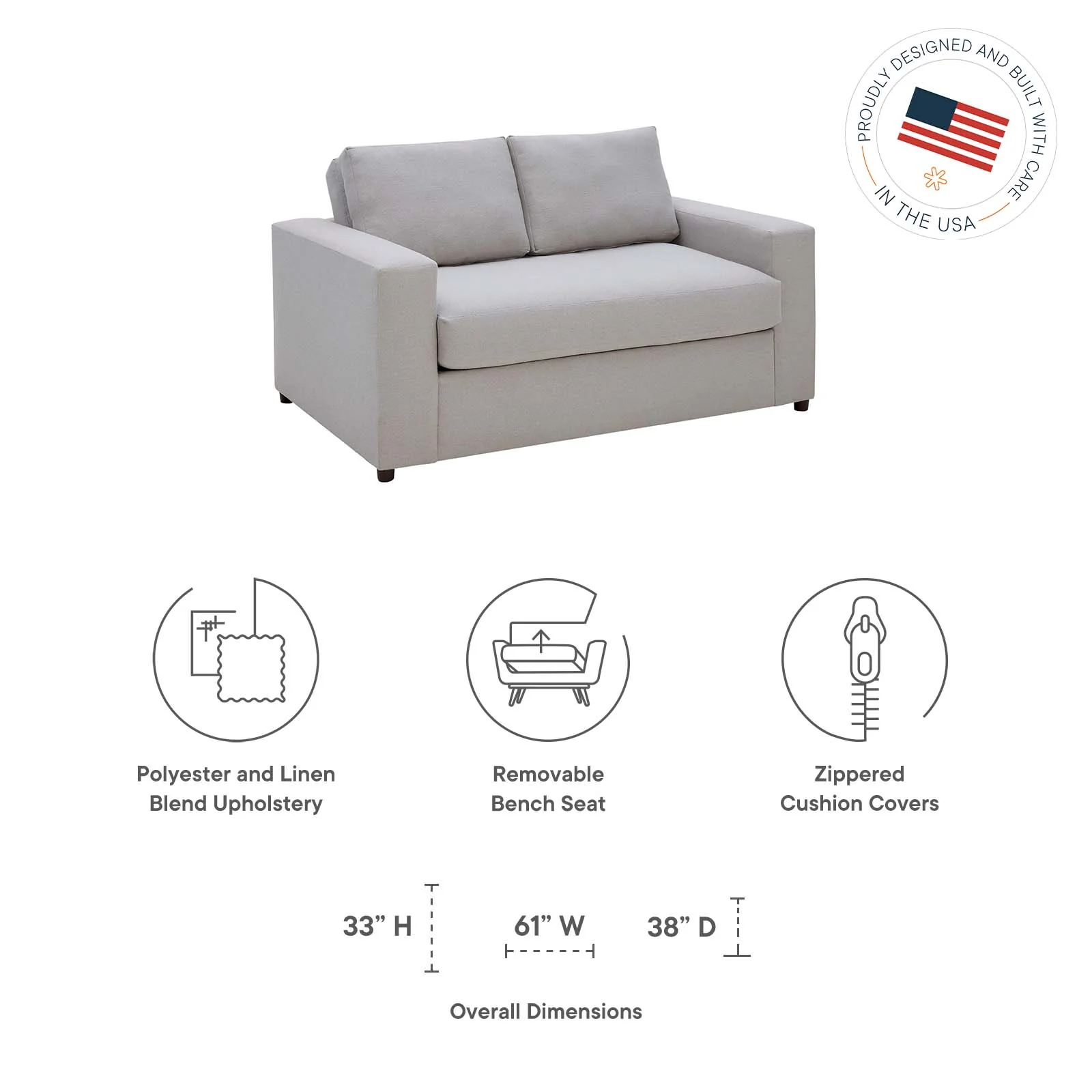 Avendale Linen Blend Loveseat By Modway - EEI-6190 - Image 7