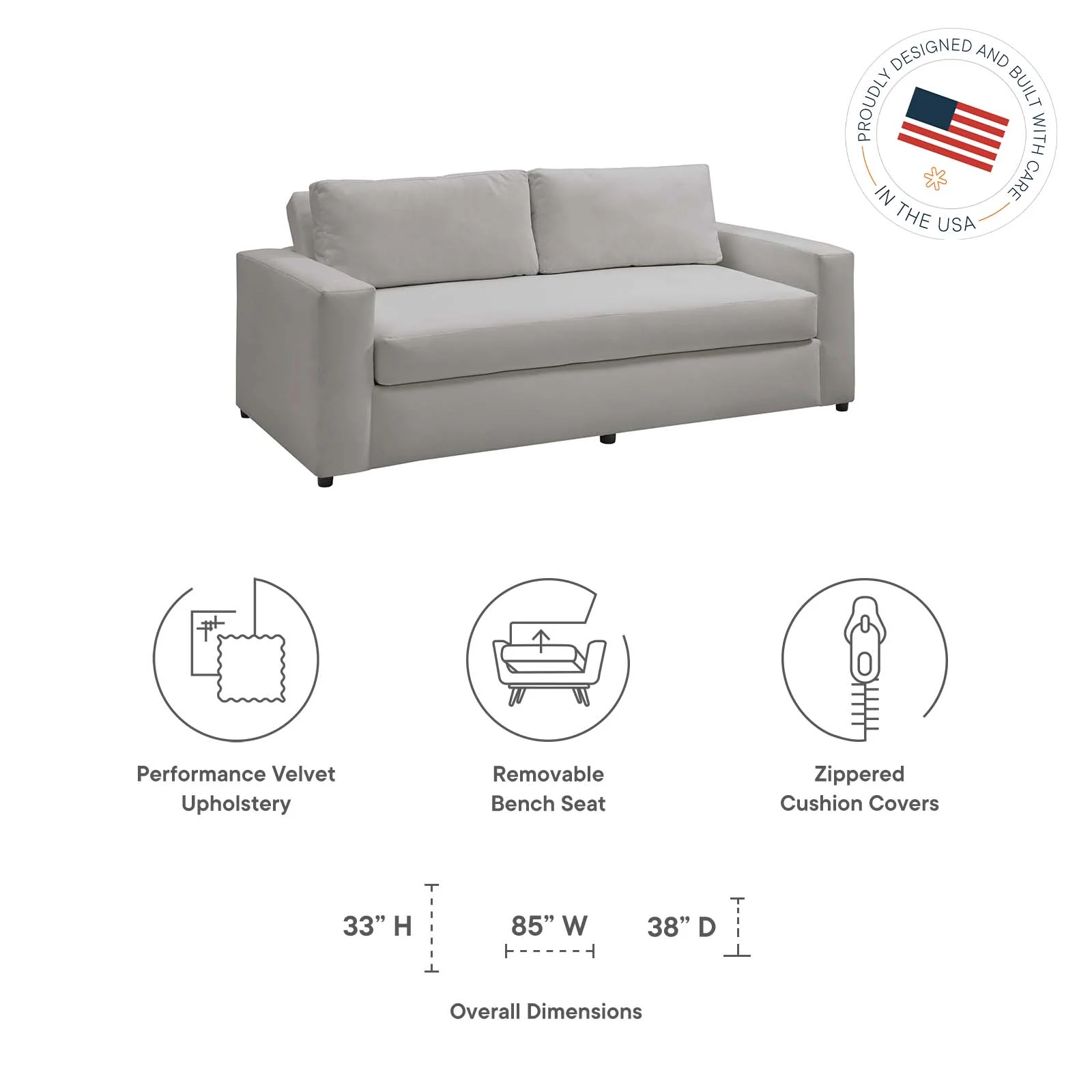 Avendale Velvet Sofa By Modway - EEI-6185 - Image 23