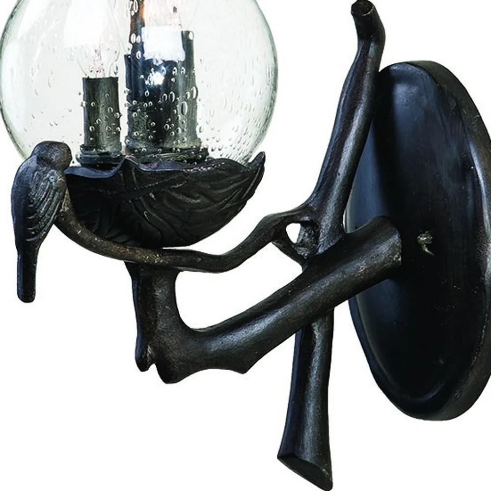 Avian 3-Light Black Coral Wall Light With Seeded Glass By Homeroots - Image 3