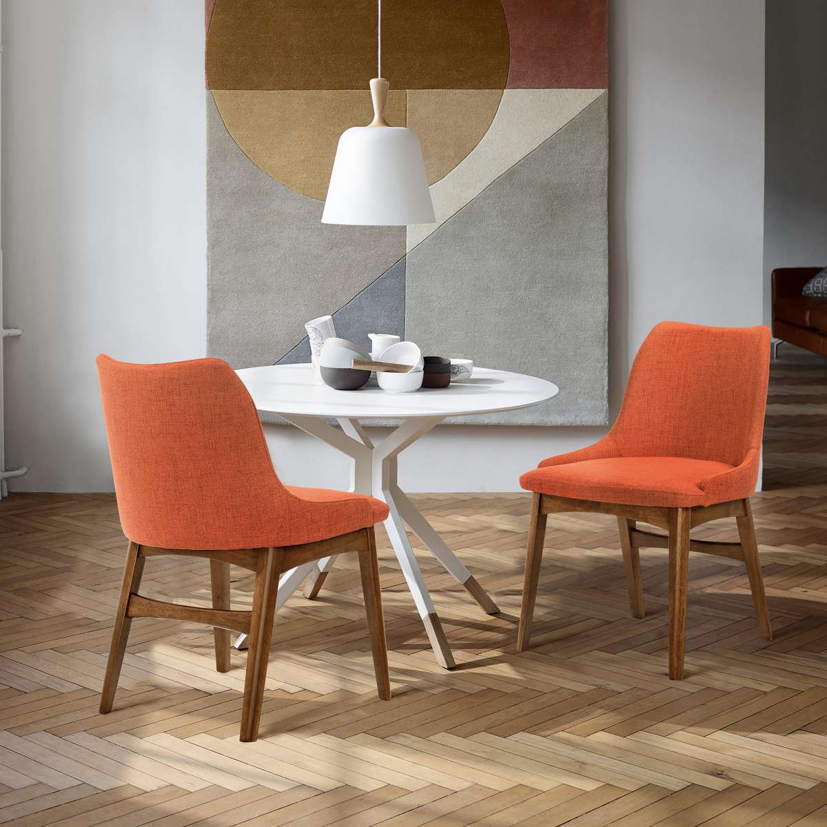 Azalea Blue Fabric and Walnut Wood Dining Side Chairs - Set of 2 By Armen Living - Image 17