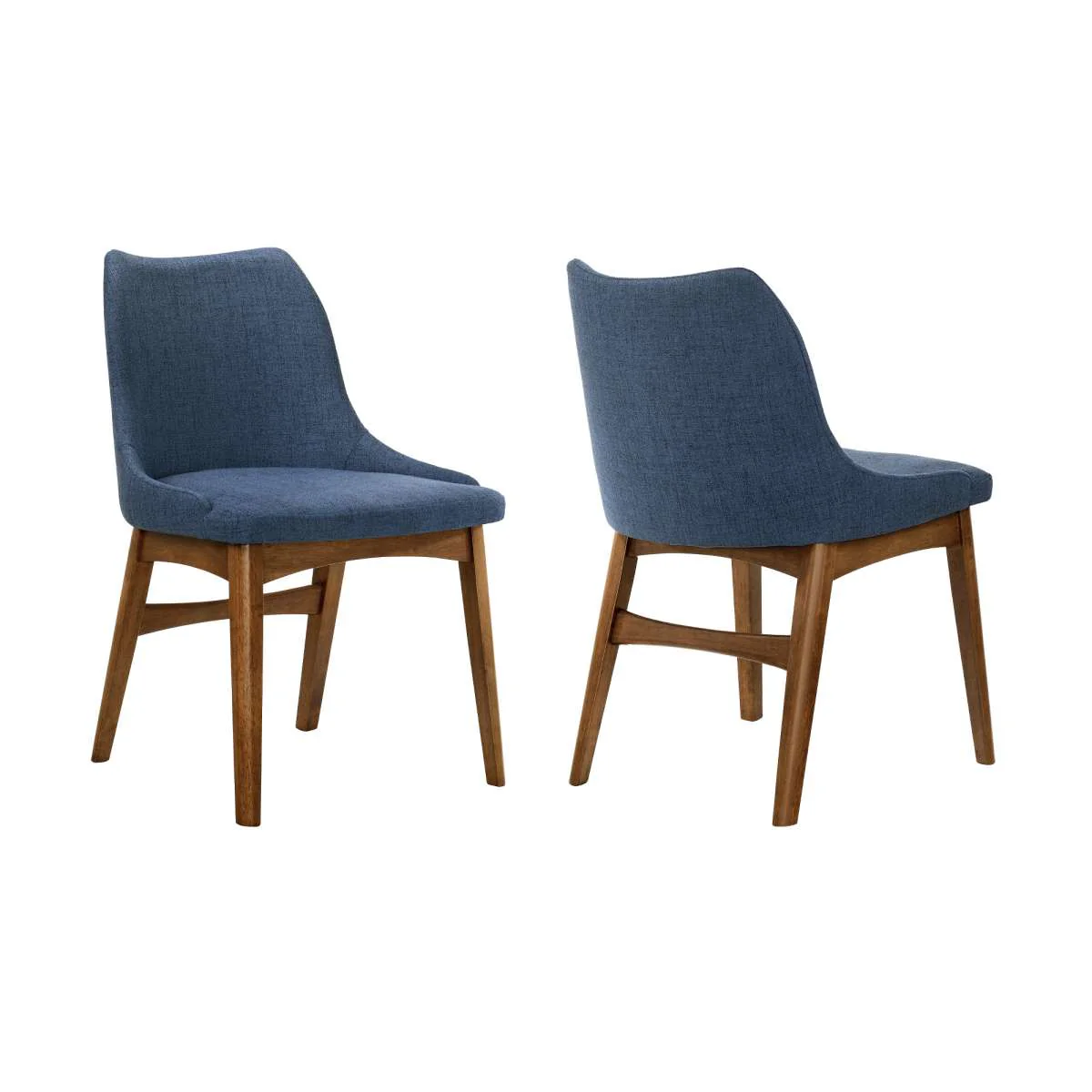 Azalea Blue Fabric and Walnut Wood Dining Side Chairs - Set of 2 By Armen Living - Image 2