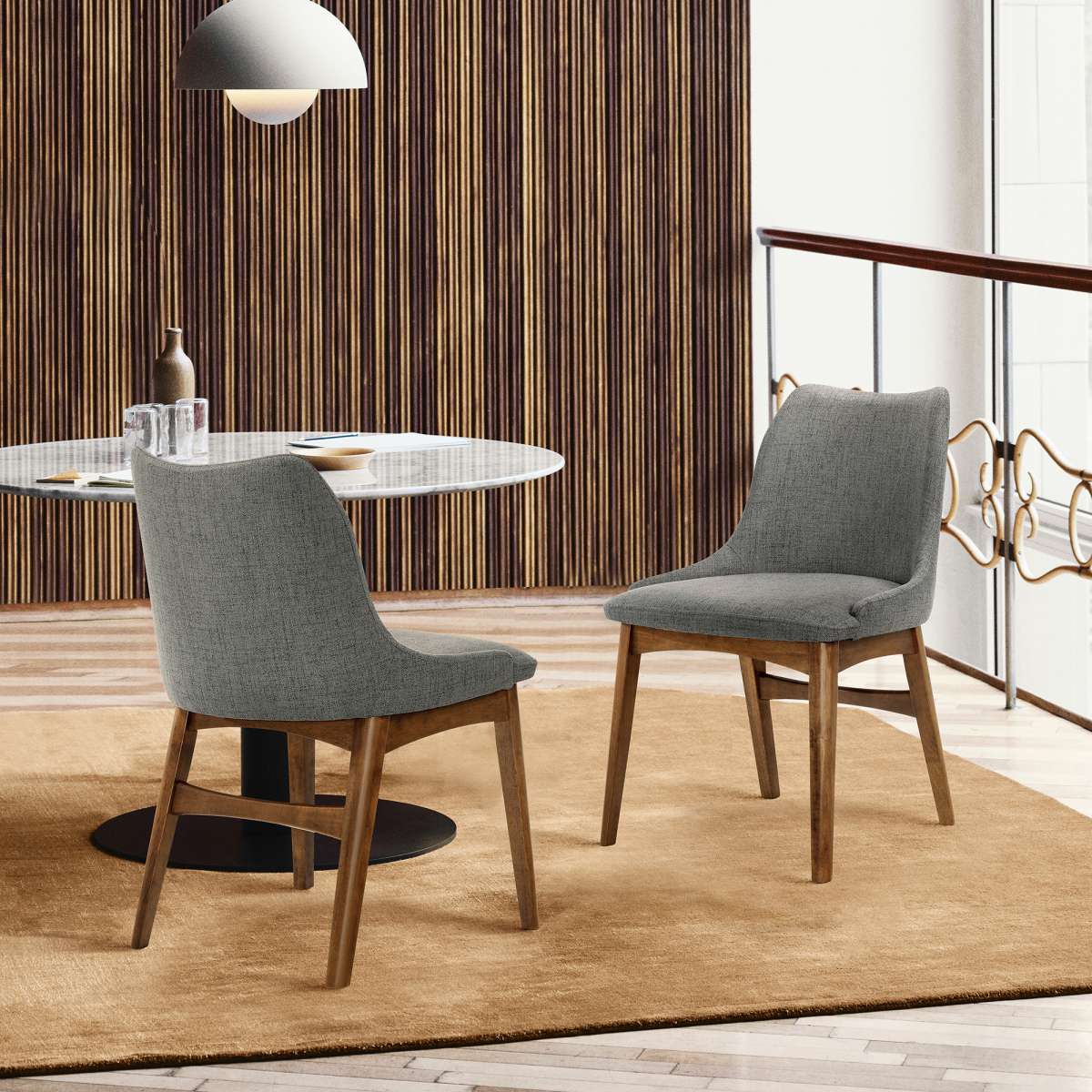 Azalea Blue Fabric and Walnut Wood Dining Side Chairs - Set of 2 By Armen Living - Image 9