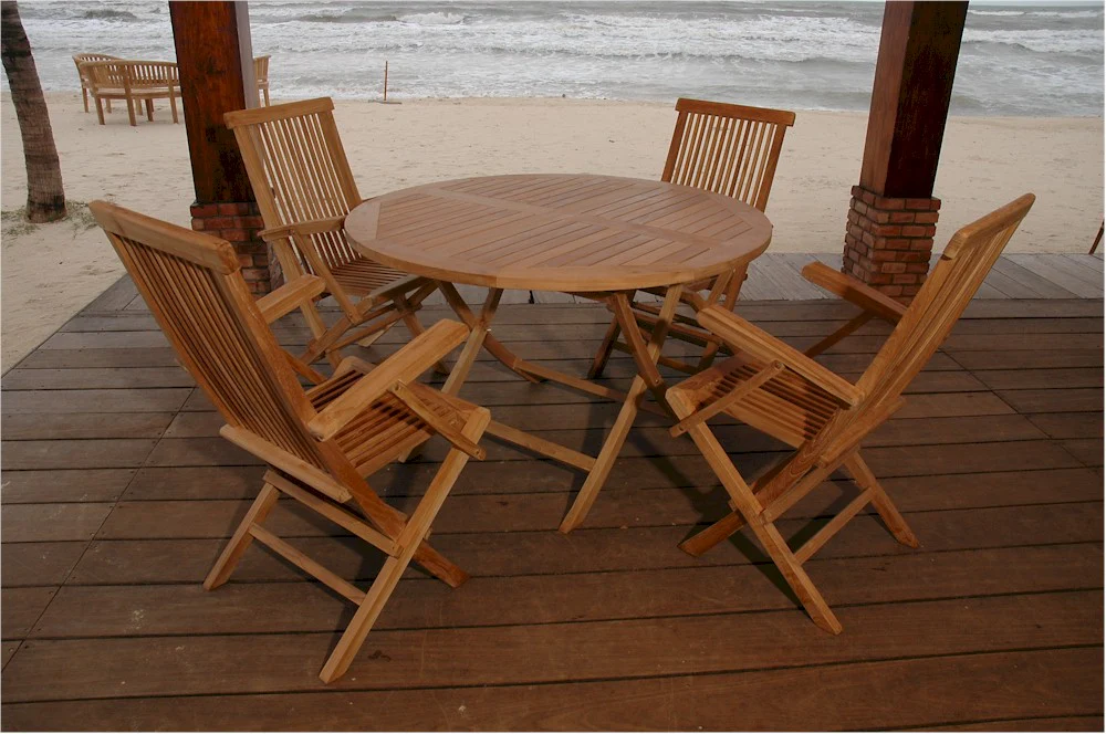 Bahama Classic Folding Armchair 5-Pieces Dining Set By Anderson Teak - Image 2