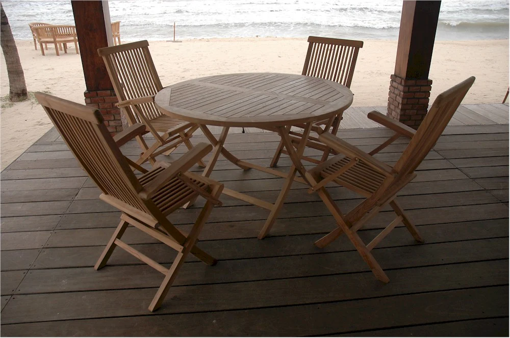 Bahama Classic Folding Armchair 5-Pieces Dining Set By Anderson Teak - Image 3