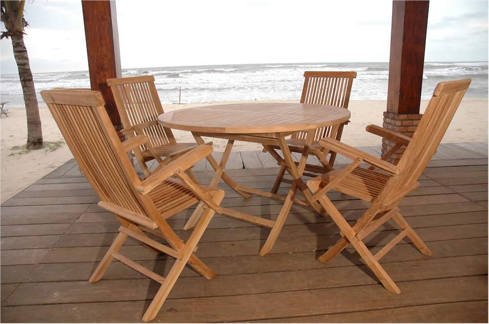Bahama Classic Folding Armchair 5-Pieces Dining Set By Anderson Teak - Image 4