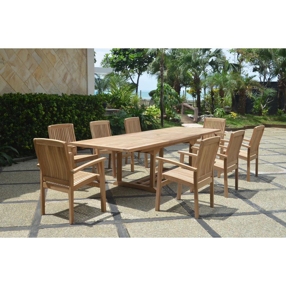 Bahama Stackable Sahara 9-Pieces Rectangular Dining Set A By Anderson Teak - Image 2