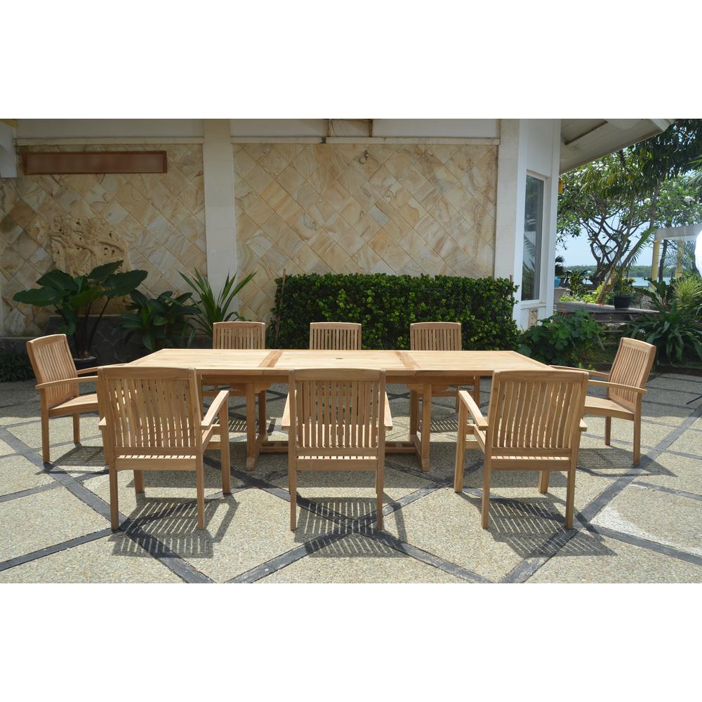 Bahama Stackable Sahara 9-Pieces Rectangular Dining Set A By Anderson Teak - Image 3