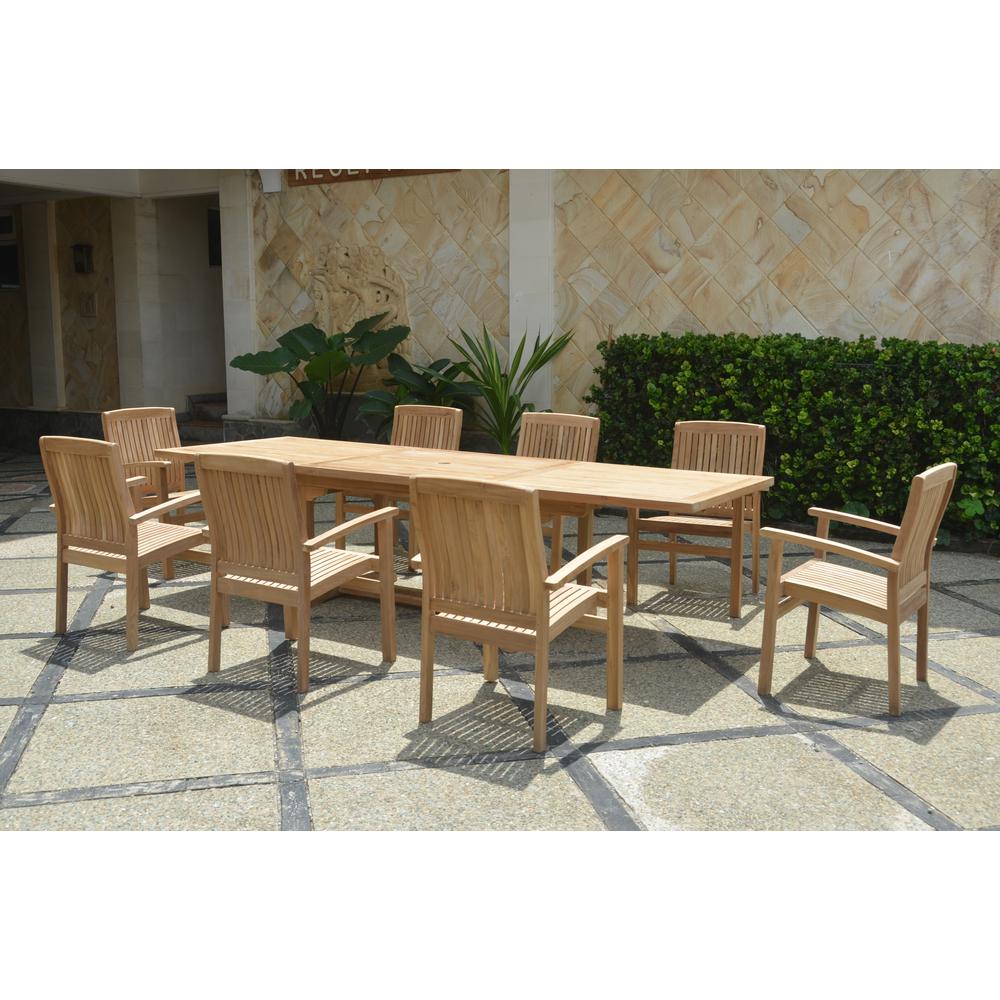 Bahama Stackable Sahara 9-Pieces Rectangular Dining Set A By Anderson Teak - Image 4