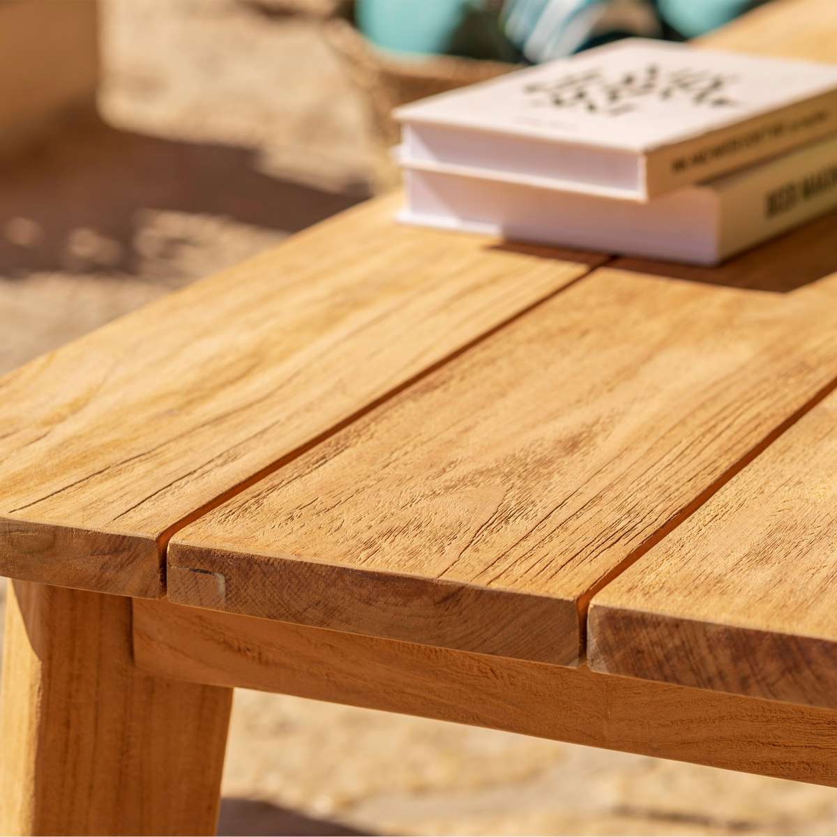 Bahamas Outdoor Rectangular Teak Wood Coffee Table By Armen Living - Image 6