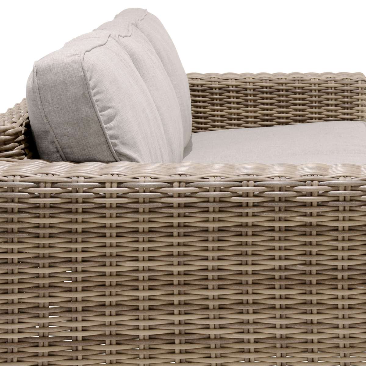 Bahamas Outdoor Wicker & Teak Wood Sofa with Beige Olefin By Armen Living - Image 7