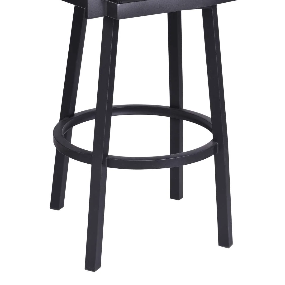 Balboa 30" Bar Height Swivel Vintage Black Faux Leather and Metal Bar Stool with Arms By Armen Living - Image 5