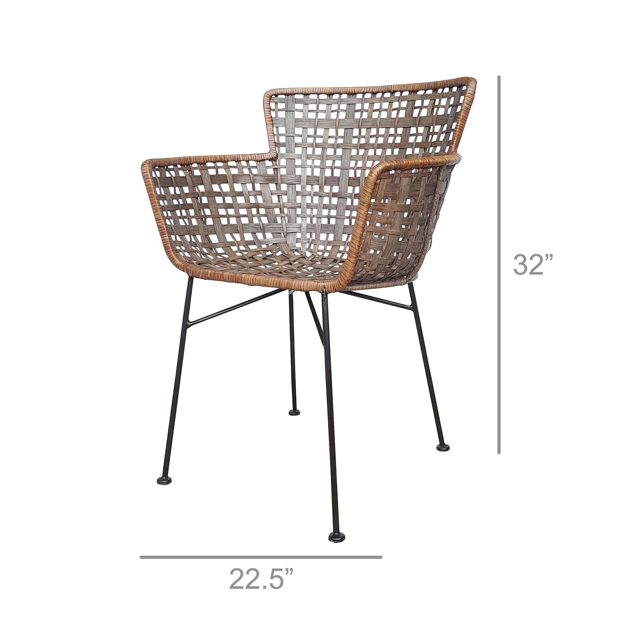Balboa Arm Chair, Iron & Rattan By HomArt - Image 2