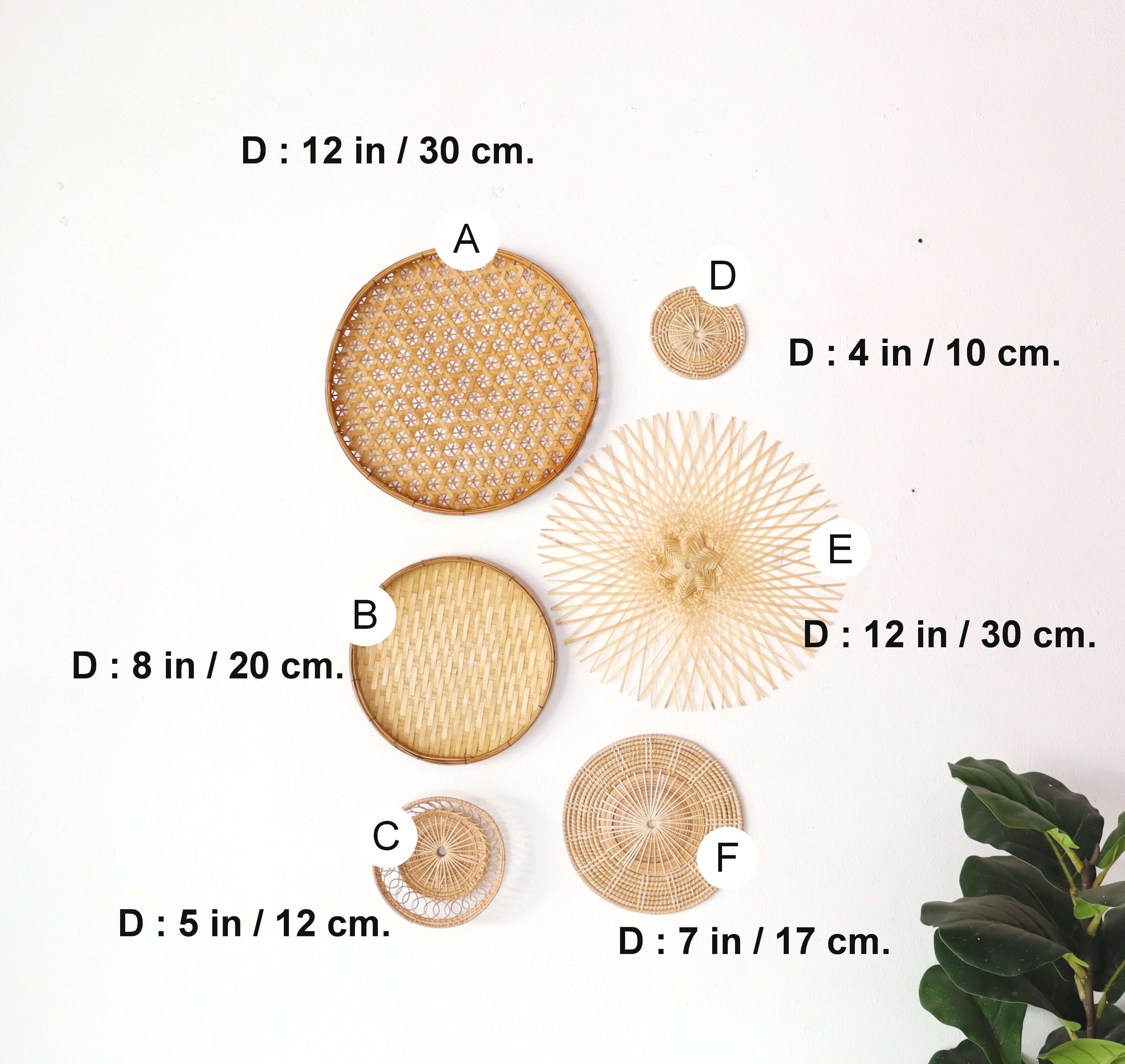 Bamboo And Rattan Wall Hanging Decor Set Of 6 - Ma Di Son By Thaihome - Image 2