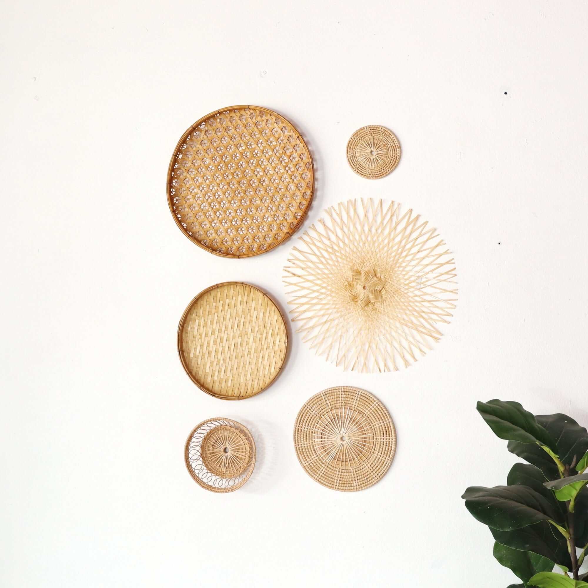 Bamboo And Rattan Wall Hanging Decor Set Of 6 - Ma Di Son By Thaihome - Image 4