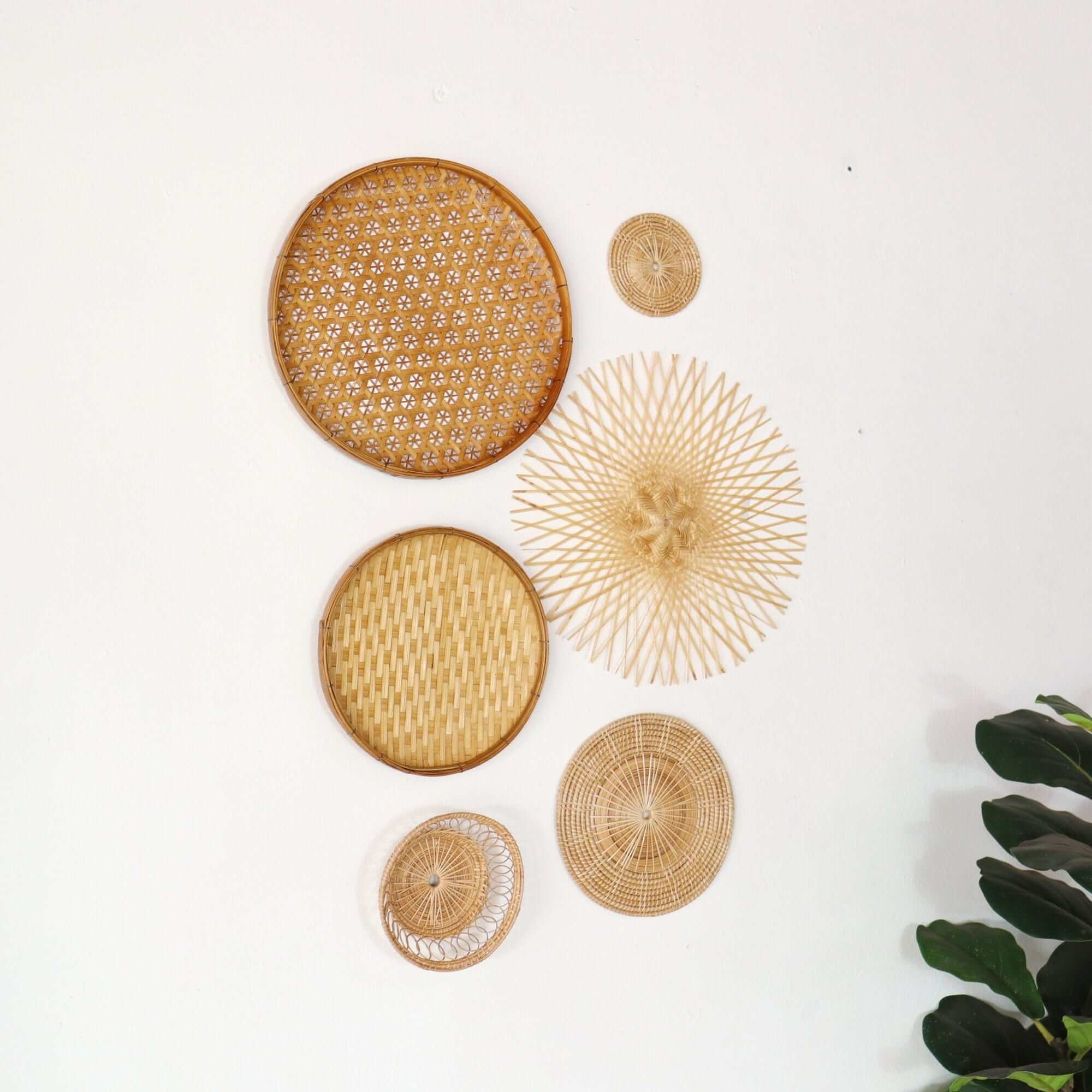 Bamboo And Rattan Wall Hanging Decor Set Of 6 - Ma Di Son By Thaihome - Image 5