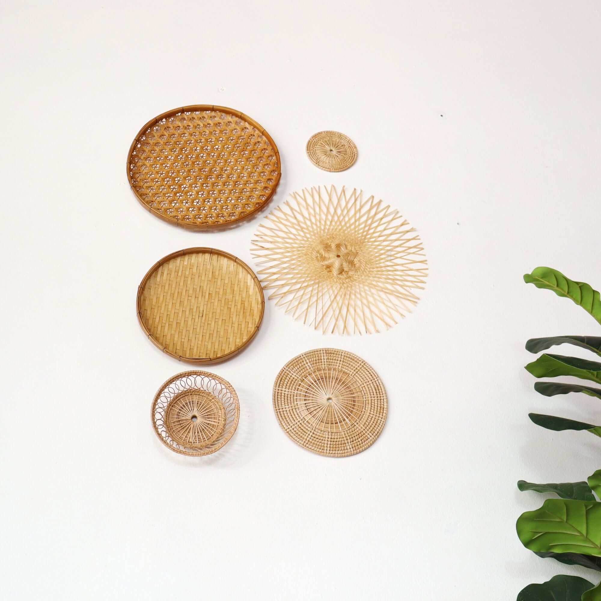 Bamboo And Rattan Wall Hanging Decor Set Of 6 - Ma Di Son By Thaihome - Image 6