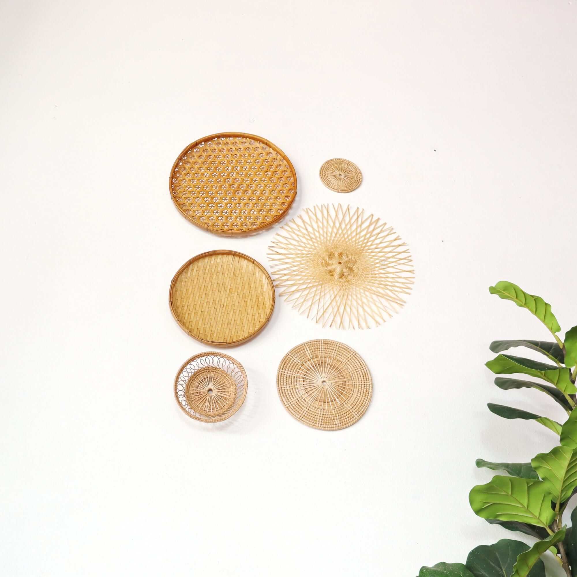 Bamboo And Rattan Wall Hanging Decor Set Of 6 - Ma Di Son By Thaihome - Image 9