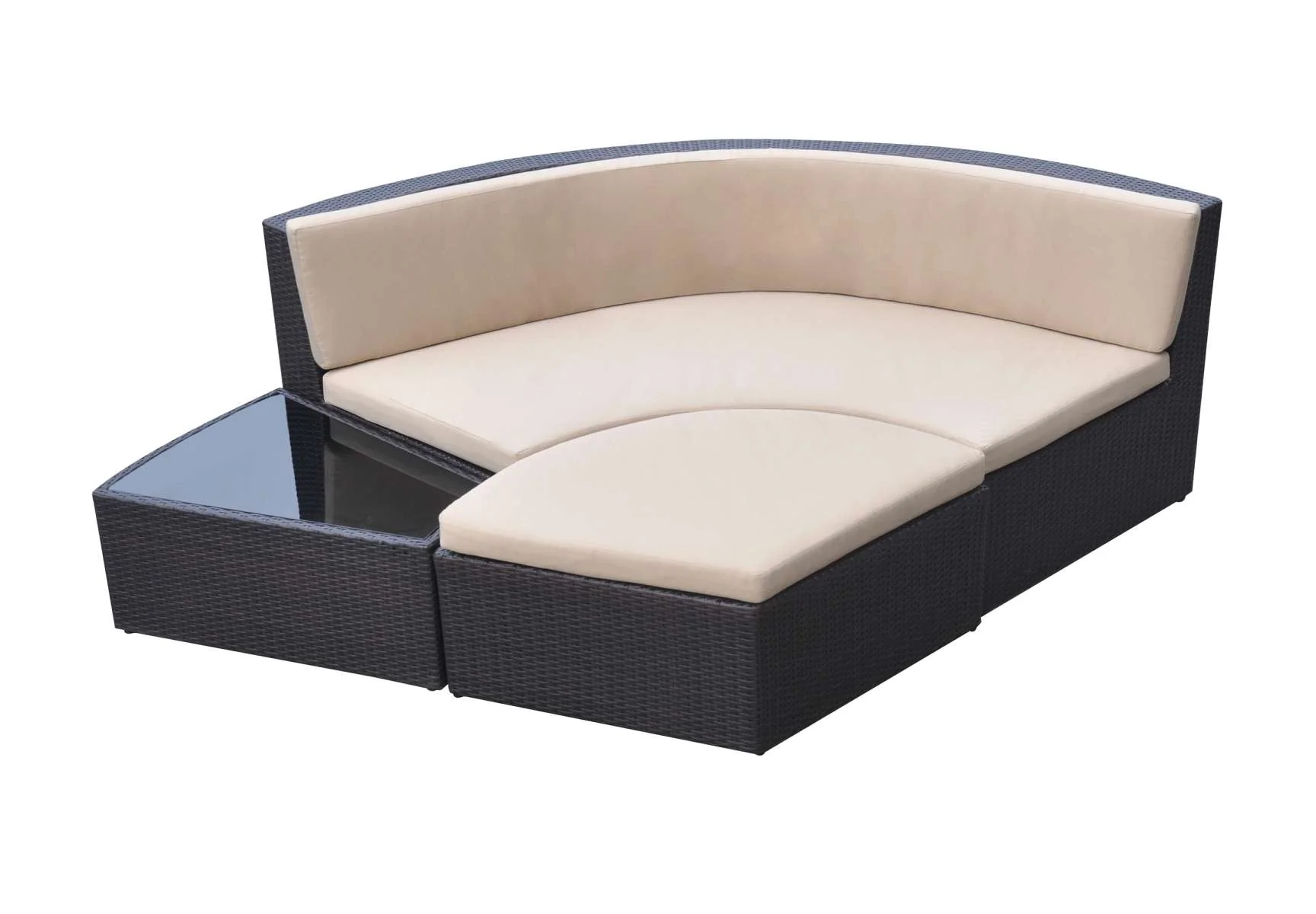 Barbados 9 piece Wicker Outdoor Patio Set in Black Powder Coated Finish with Water Resistant Beige Fabric Cushions By Armen Living - Image 4