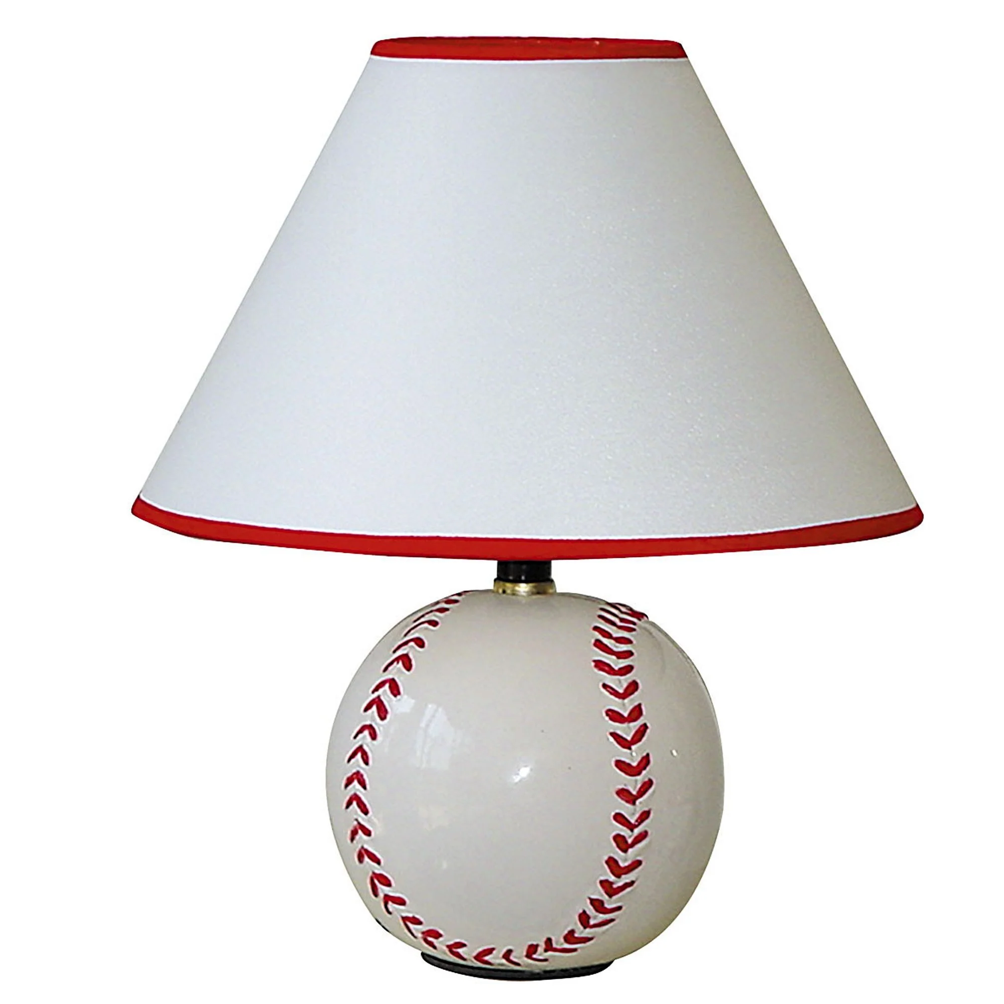 Baseball Shaped Table Lamp with White Shade By Homeroots - Image 2
