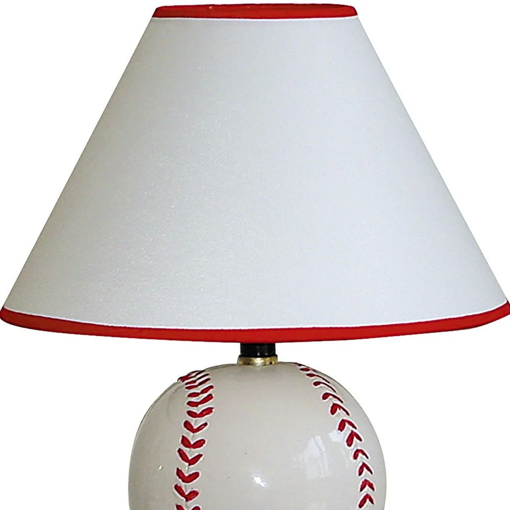 Baseball Shaped Table Lamp with White Shade By Homeroots - Image 3