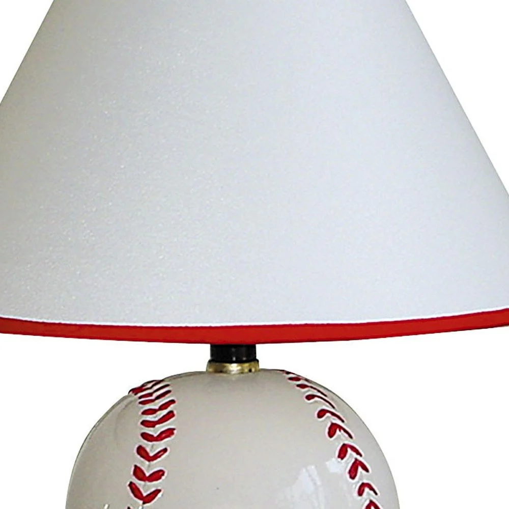 Baseball Shaped Table Lamp with White Shade By Homeroots - Image 4