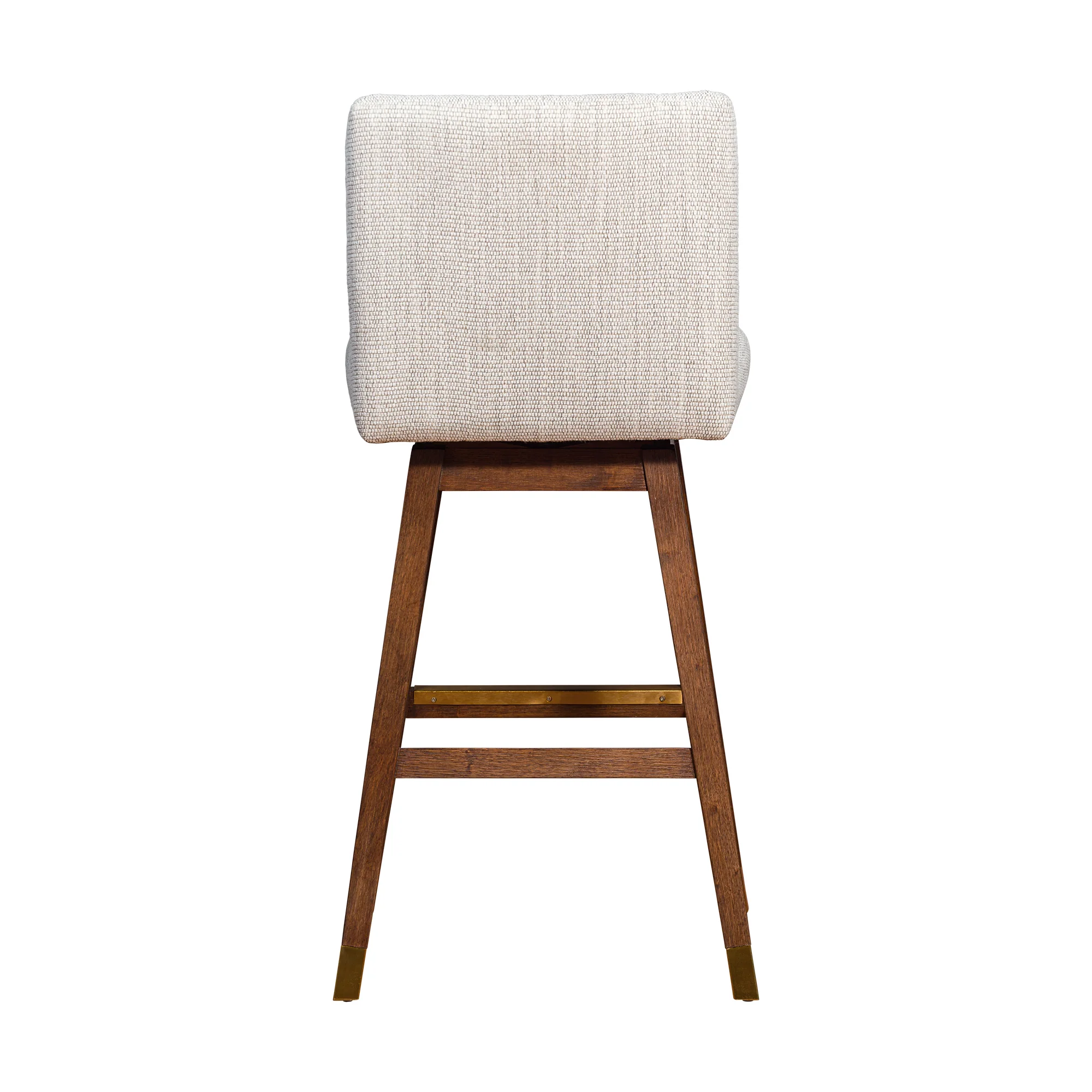 Basila Swivel Bar Stool in Brown Oak Wood Finish with Beige Fabric By Armen Living - Image 6