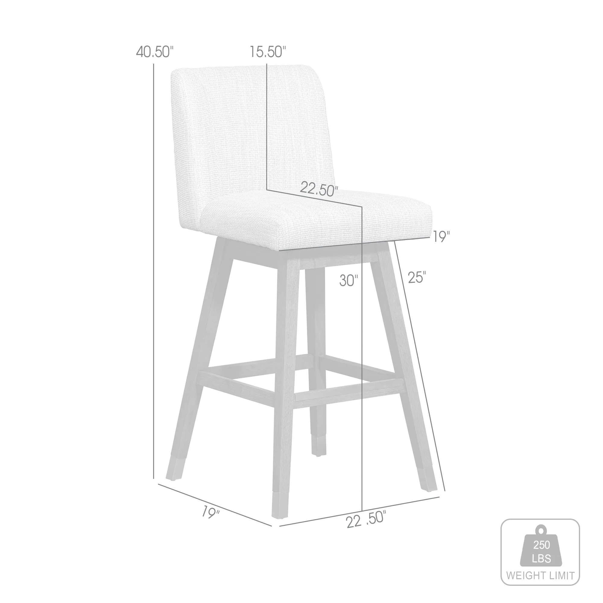 Basila Swivel Bar Stool in Brown Oak Wood Finish with Beige Fabric By Armen Living - Image 9