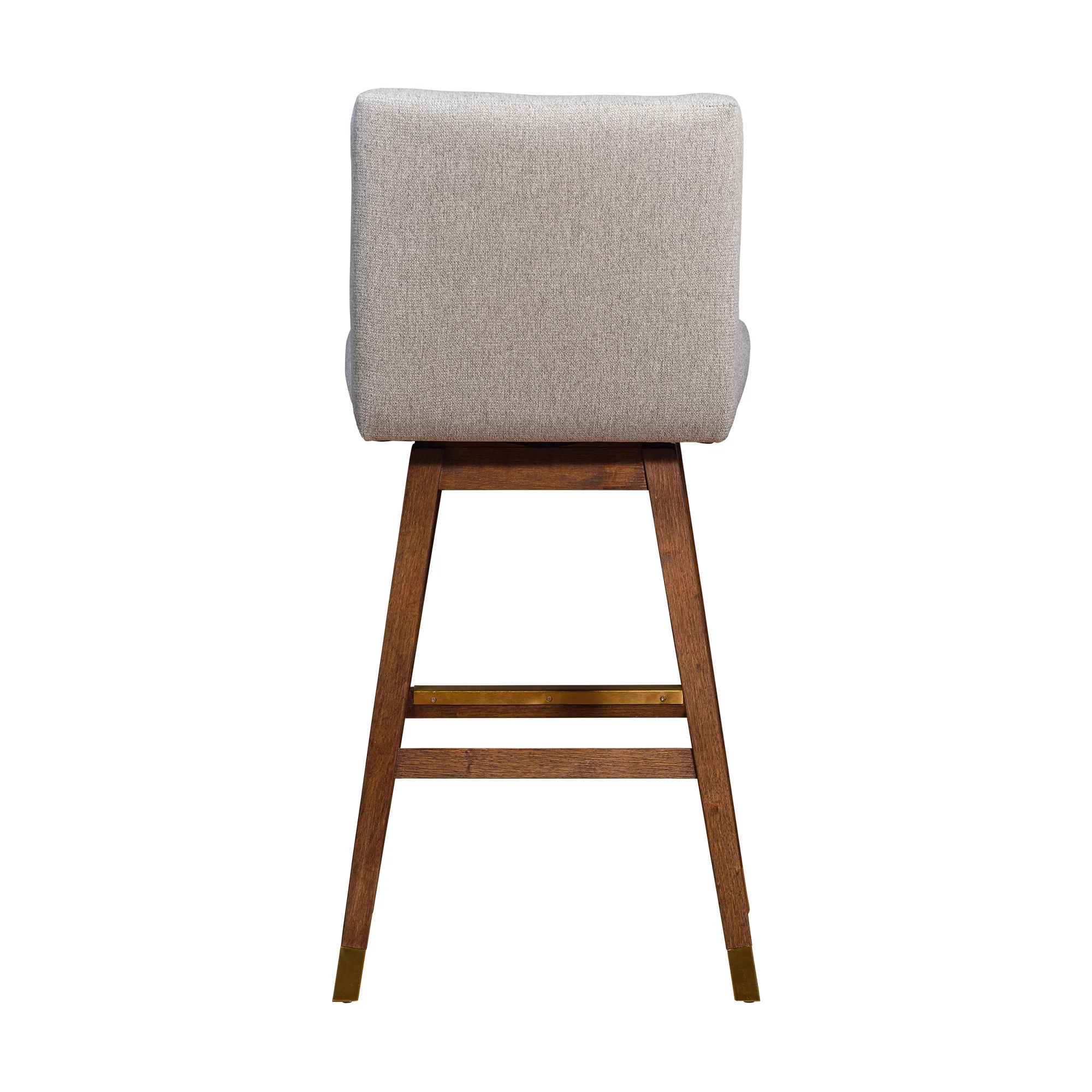 Basila Swivel Bar Stool in Brown Oak Wood Finish with Taupe Fabric By Armen Living - Image 6