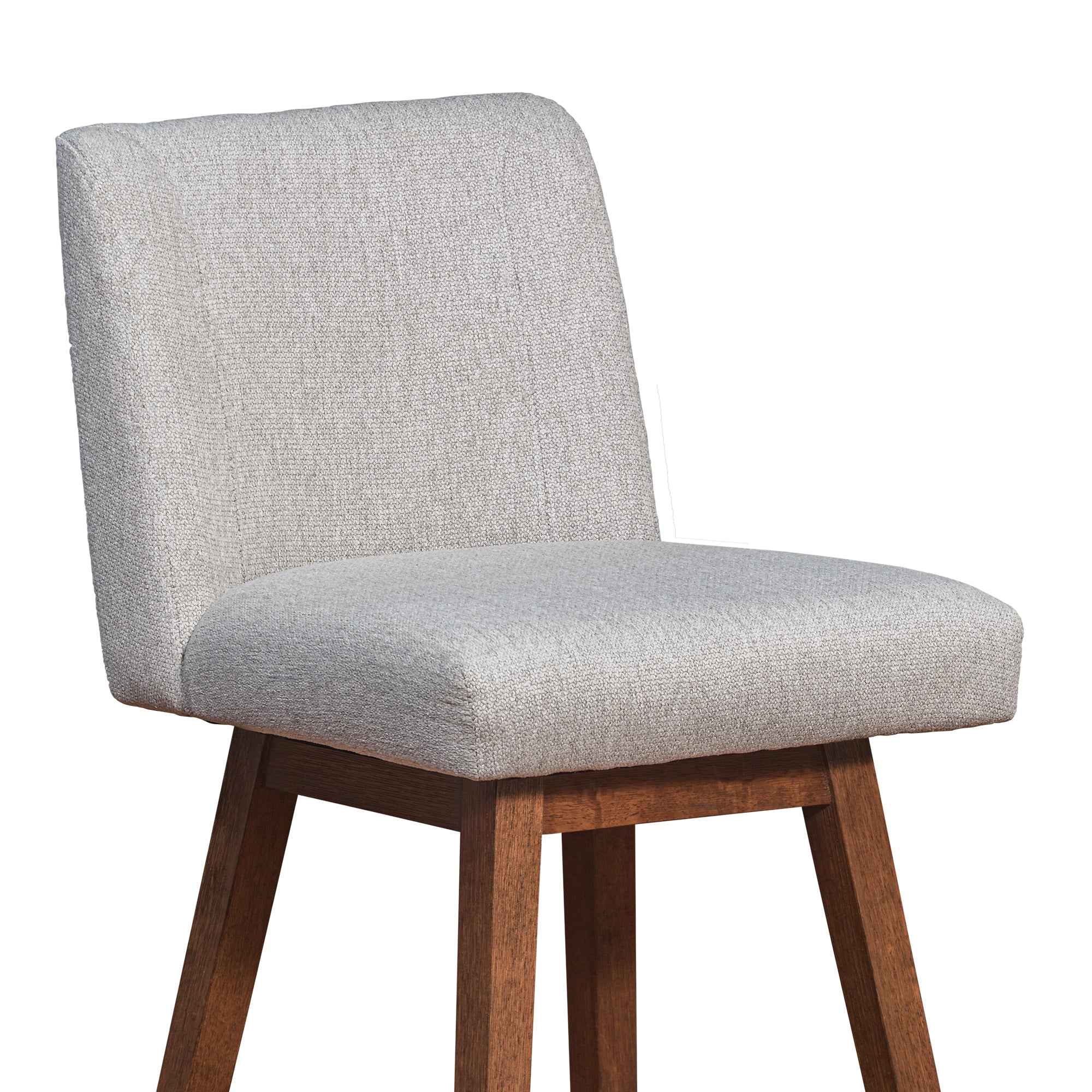 Basila Swivel Bar Stool in Brown Oak Wood Finish with Taupe Fabric By Armen Living - Image 7