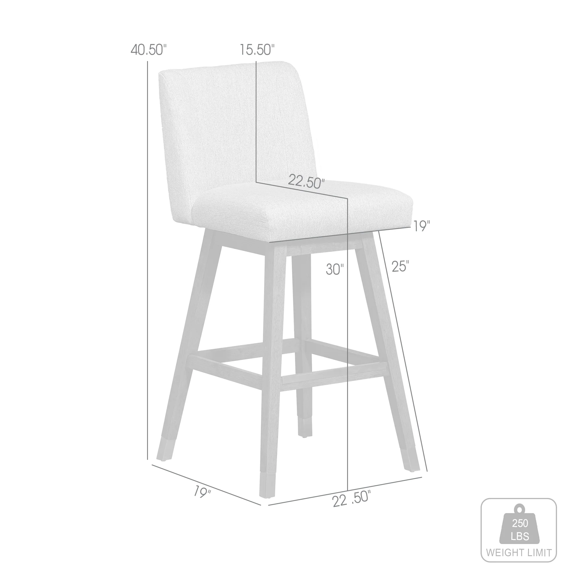 Basila Swivel Bar Stool in Brown Oak Wood Finish with Taupe Fabric By Armen Living - Image 9
