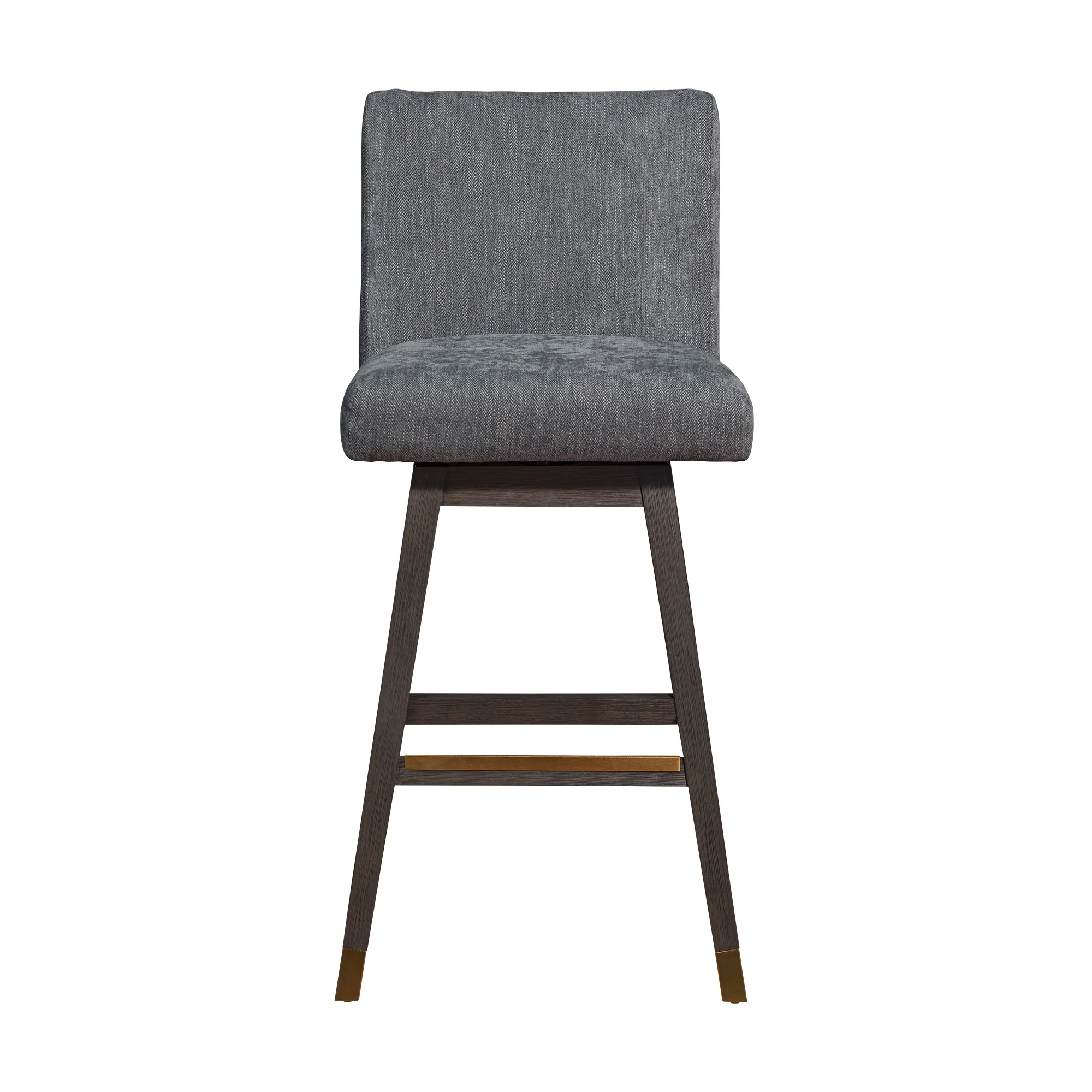Basila Swivel Bar Stool in Grey Oak Wood Finish with Grey Fabric By Armen Living - Image 4