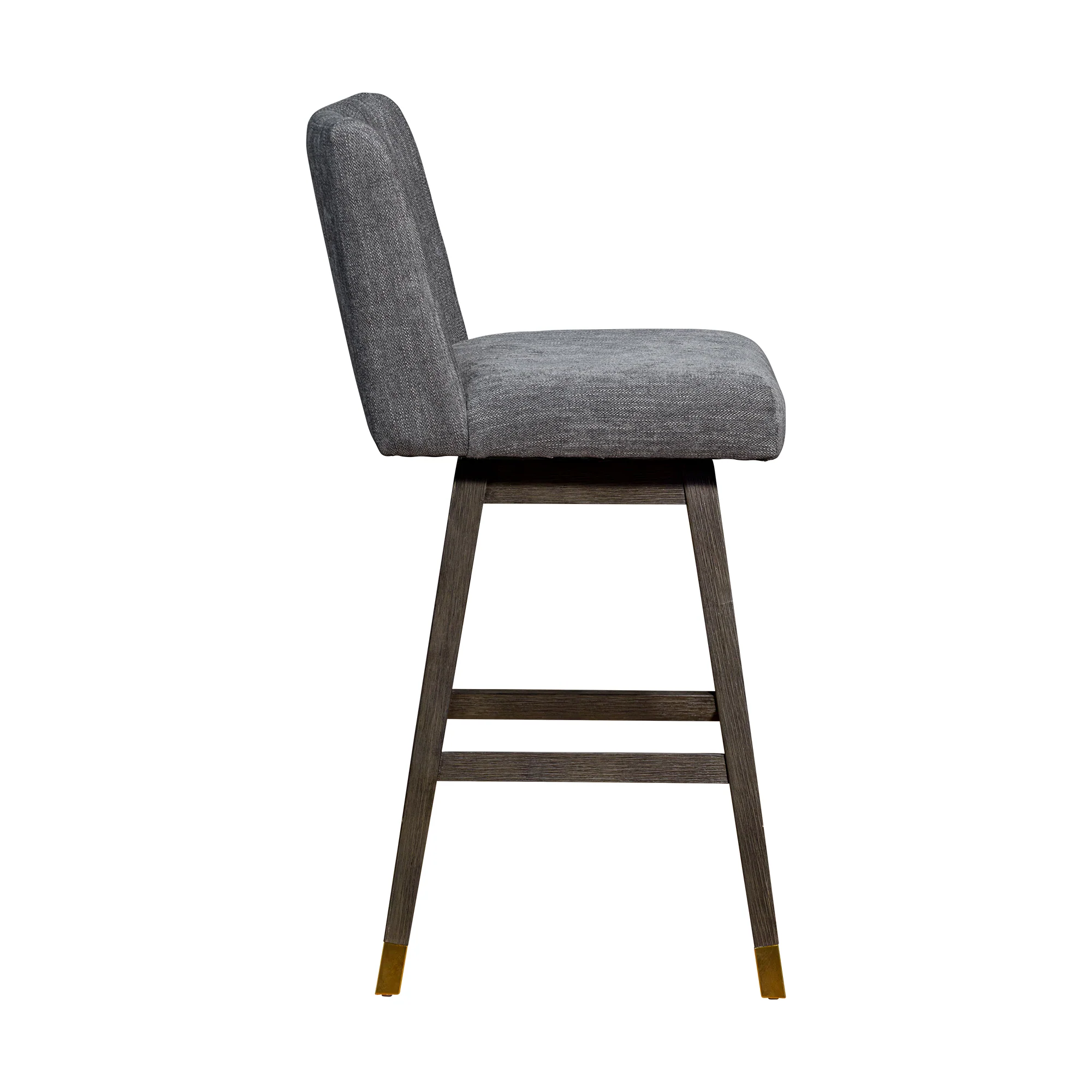 Basila Swivel Bar Stool in Grey Oak Wood Finish with Grey Fabric By Armen Living - Image 5