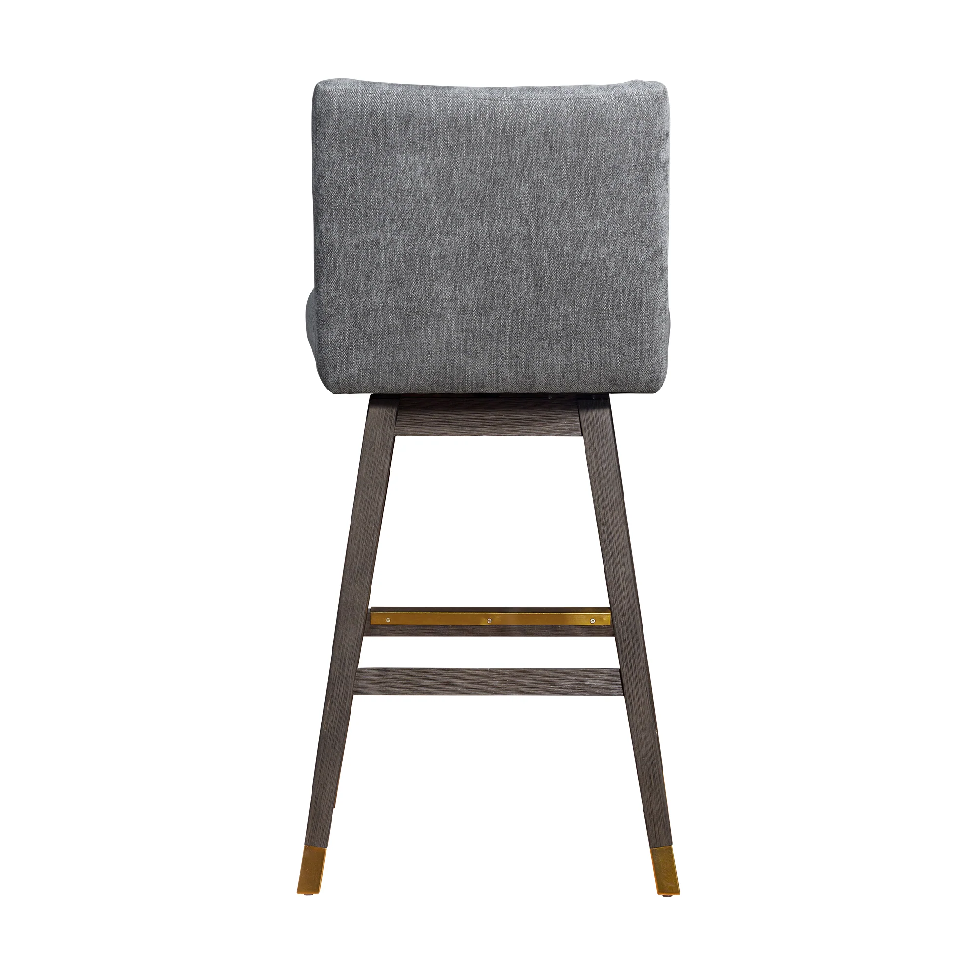 Basila Swivel Bar Stool in Grey Oak Wood Finish with Grey Fabric By Armen Living - Image 6