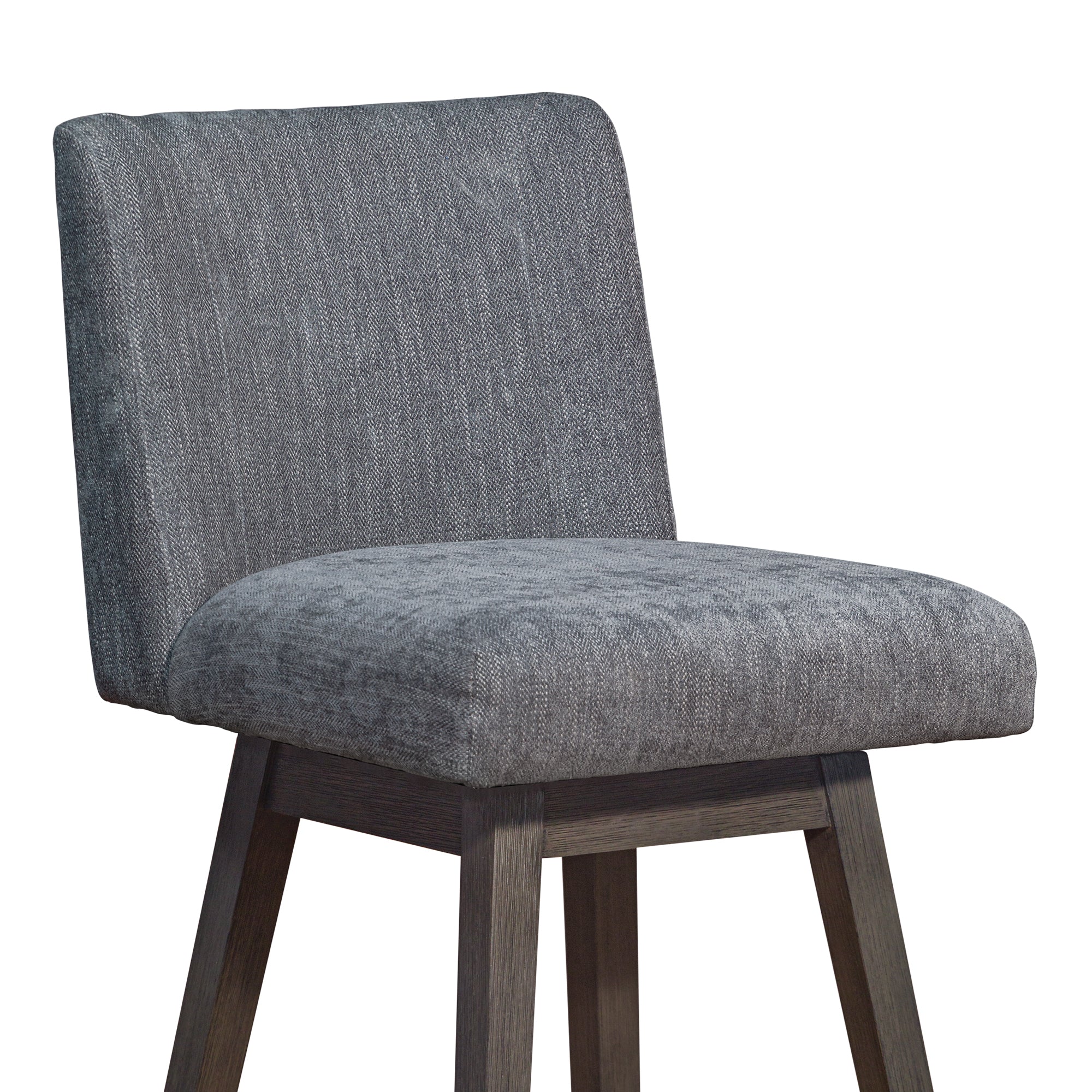 Basila Swivel Bar Stool in Grey Oak Wood Finish with Grey Fabric By Armen Living - Image 7