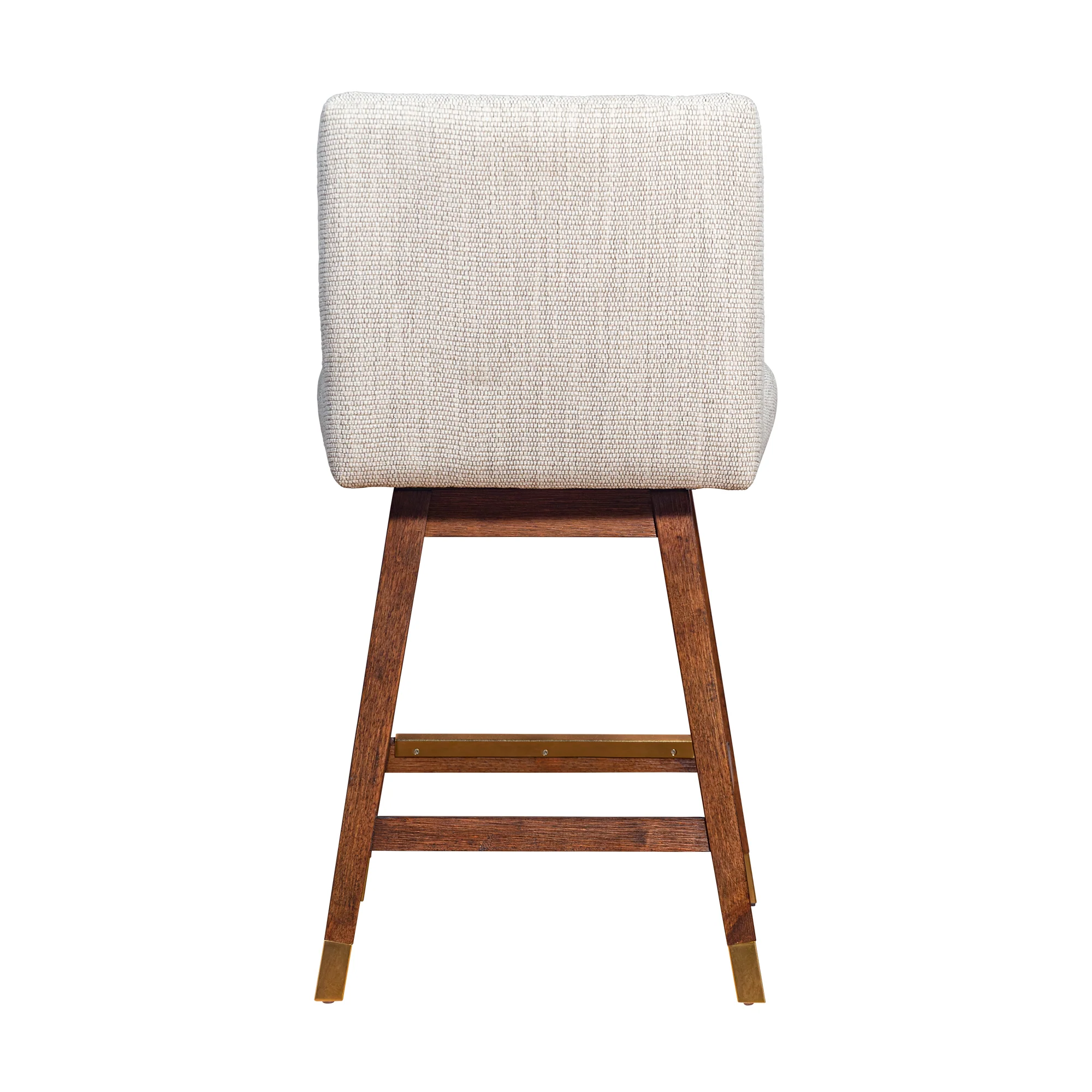 Basila Swivel Counter Stool in Brown Oak Wood Finish with Beige Fabric By Armen Living - Image 6