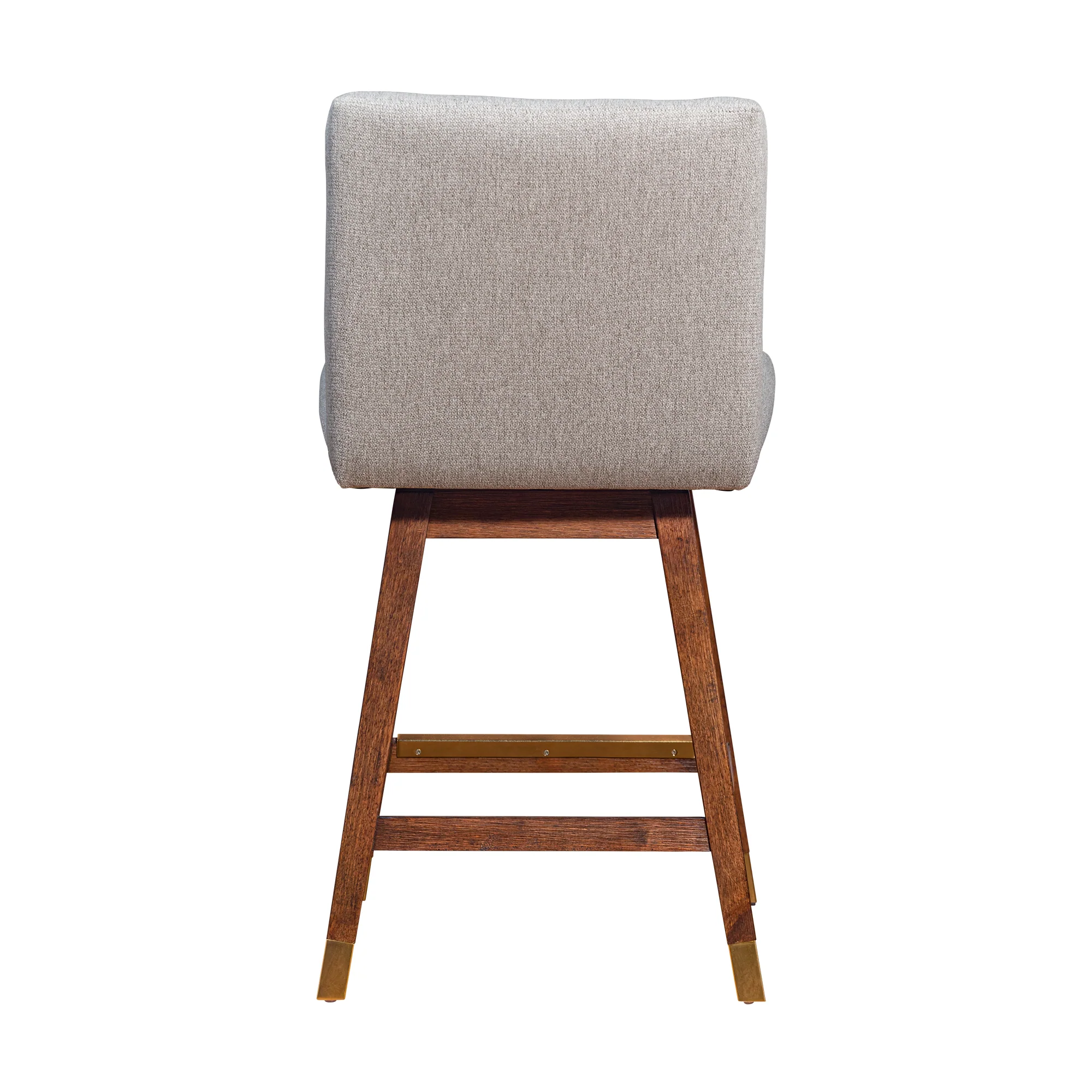 Basila Swivel Counter Stool in Brown Oak Wood Finish with Taupe Fabric By Armen Living - Image 6