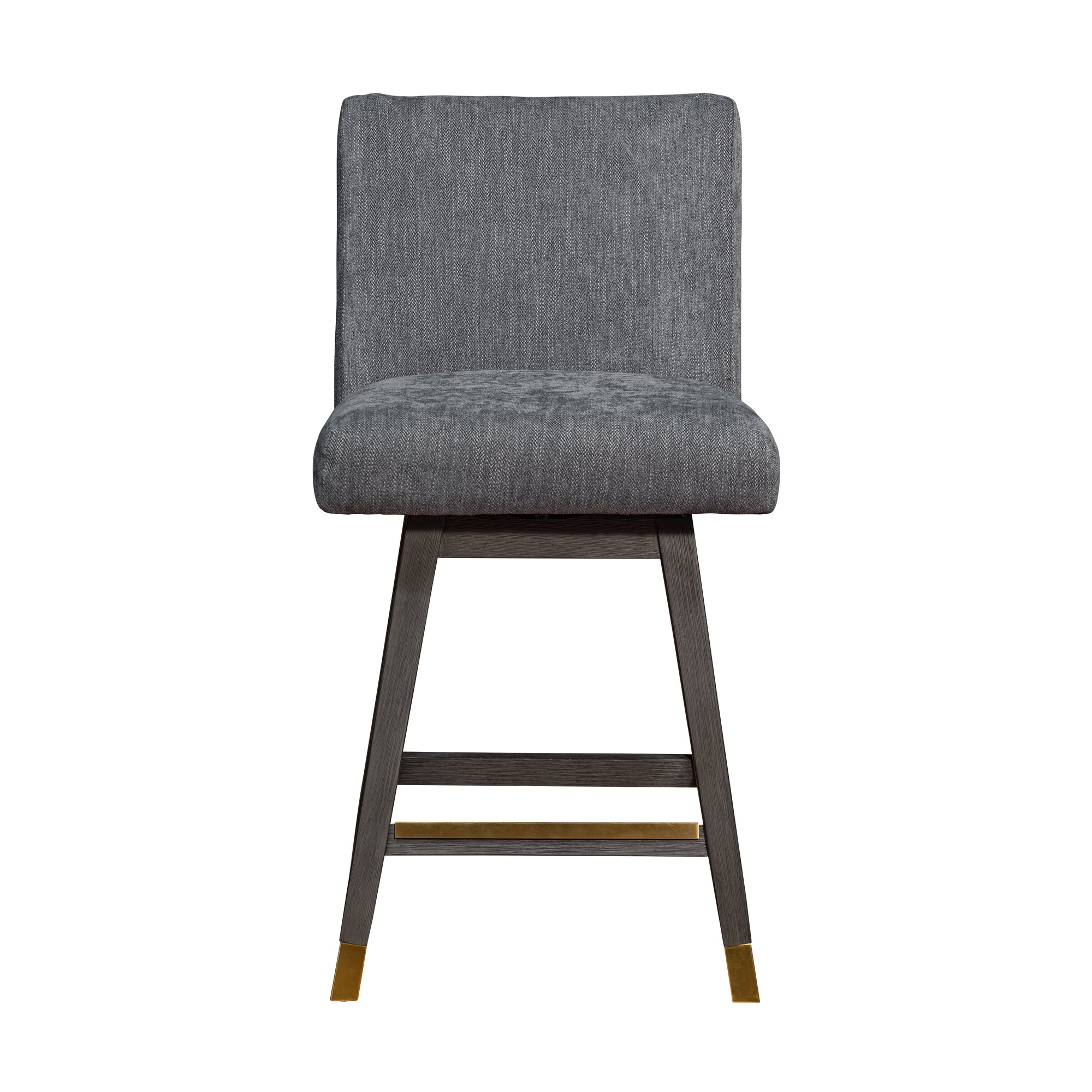 Basila Swivel Counter Stool in Grey Oak Wood Finish with Grey Fabric By Armen Living - Image 4