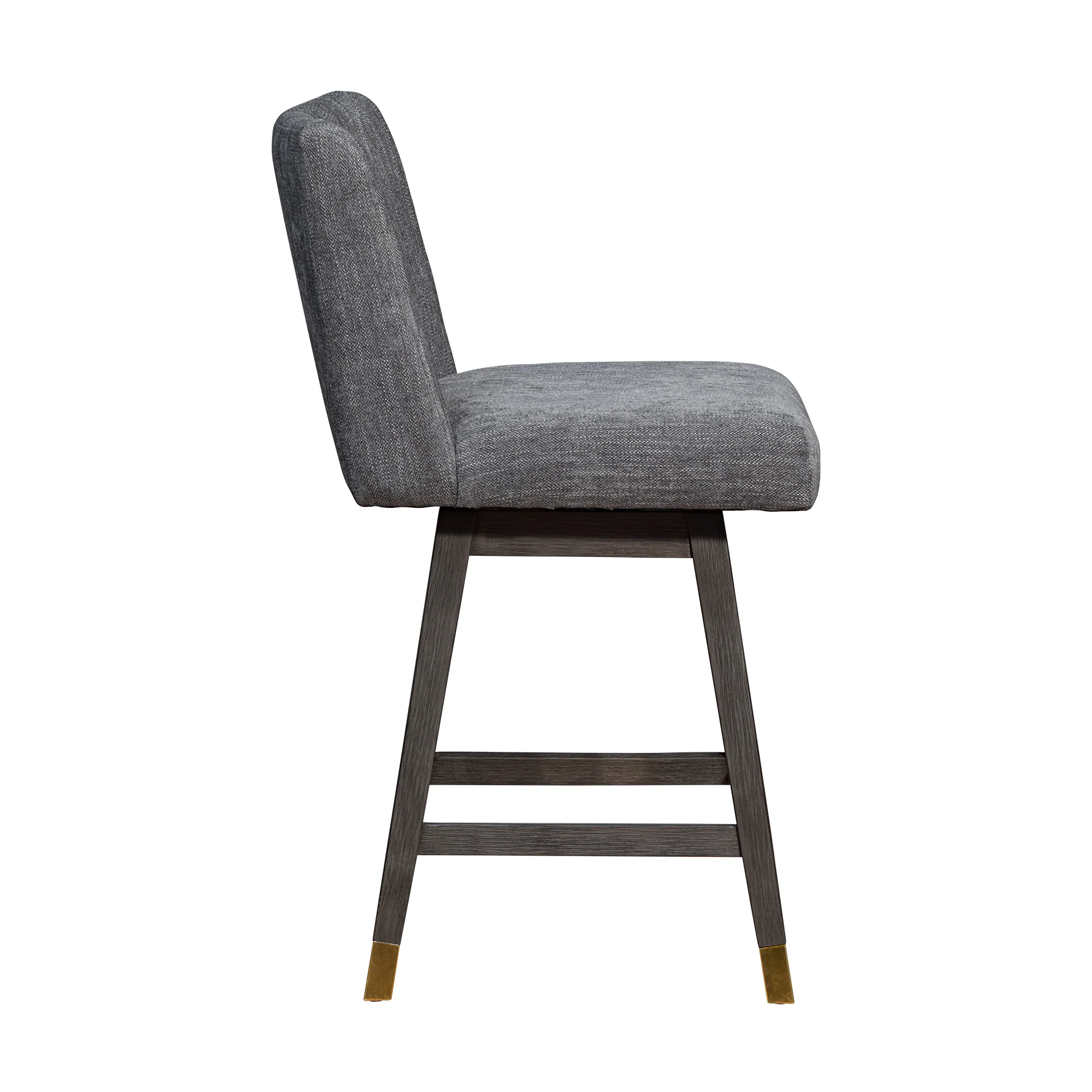 Basila Swivel Counter Stool in Grey Oak Wood Finish with Grey Fabric By Armen Living - Image 5