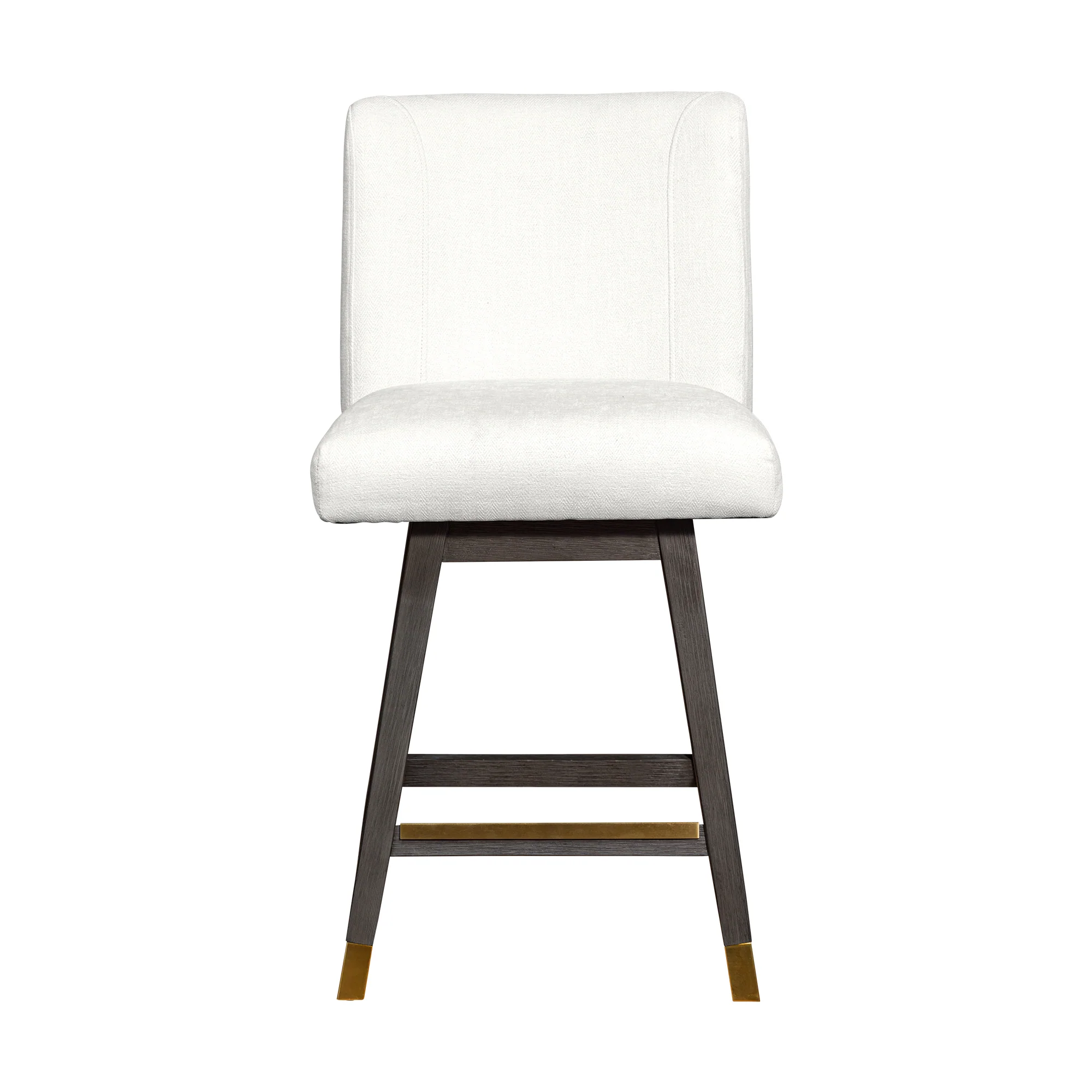 Basila Swivel Counter Stool in Grey Oak Wood Finish with Pearl Fabric By Armen Living - Image 4
