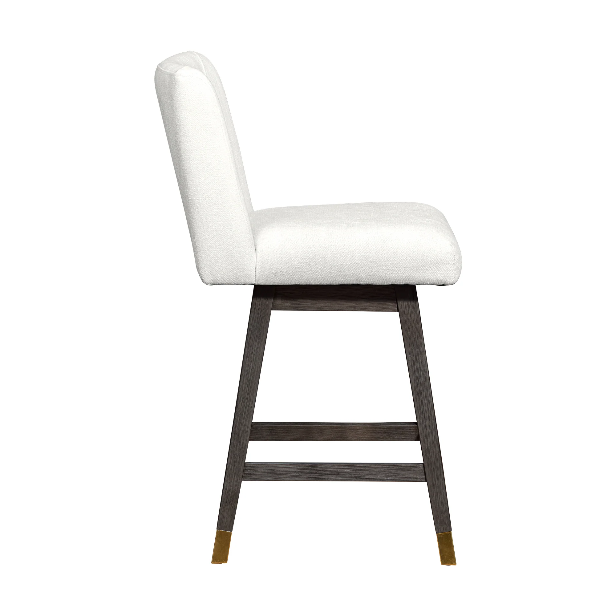 Basila Swivel Counter Stool in Grey Oak Wood Finish with Pearl Fabric By Armen Living - Image 5